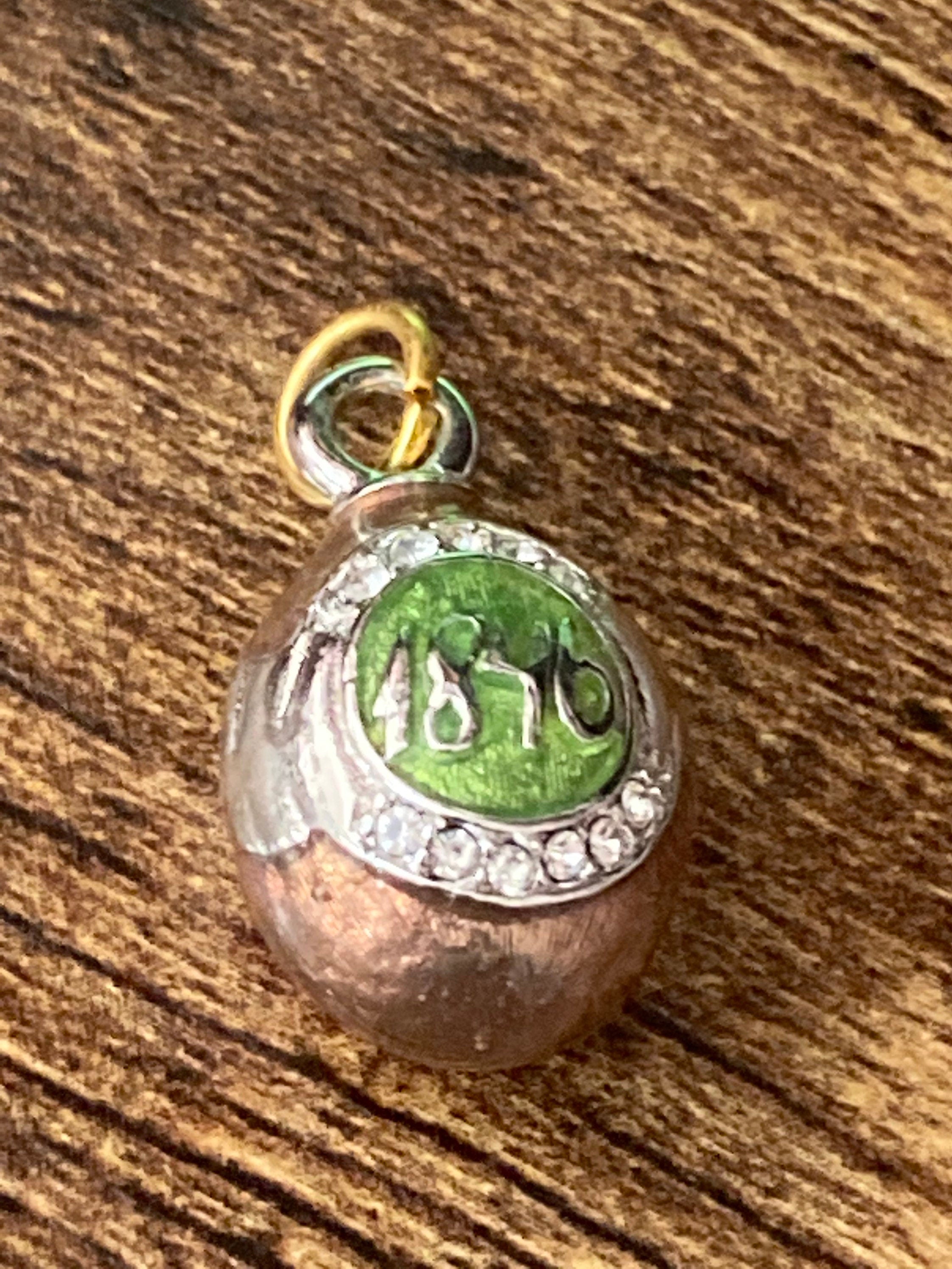 Joan Rivers Gold Plated Faberge Egg inspired enamelled charm pendant