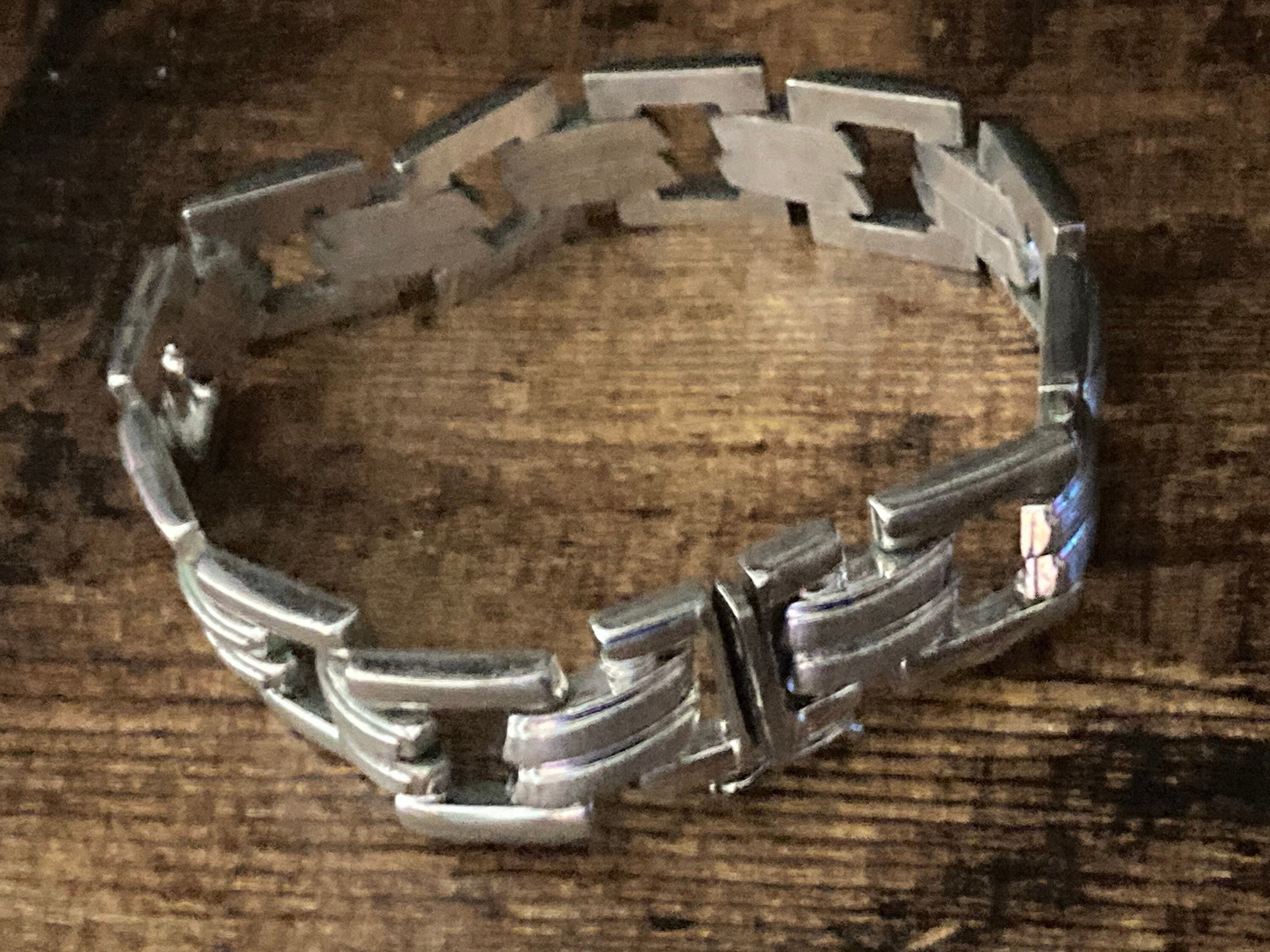 German 835 Silver Modernist Flat Link Bracelet - 19cm