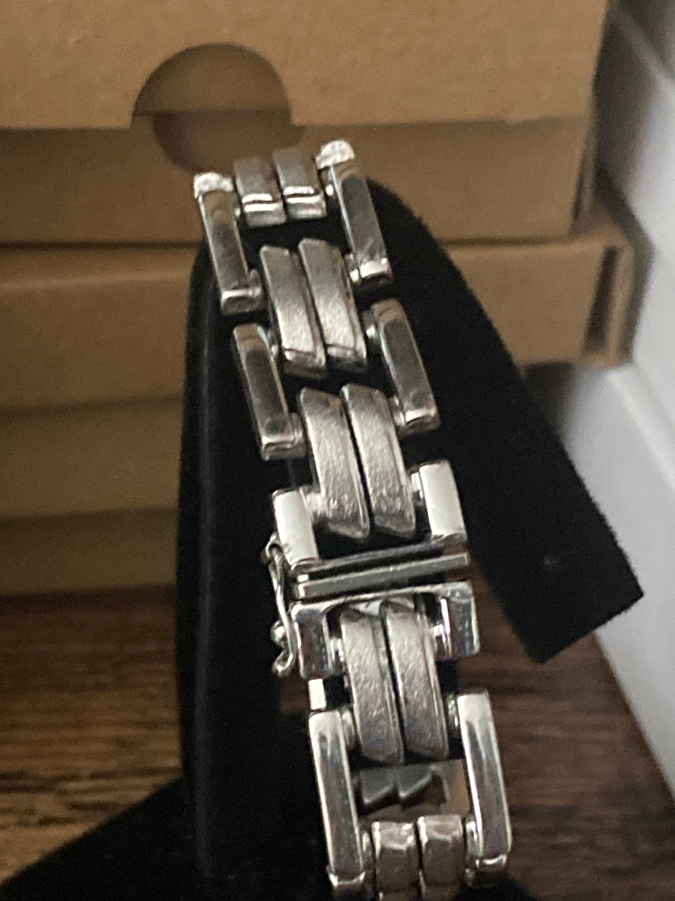 German 835 Silver Modernist Flat Link Bracelet - 19cm