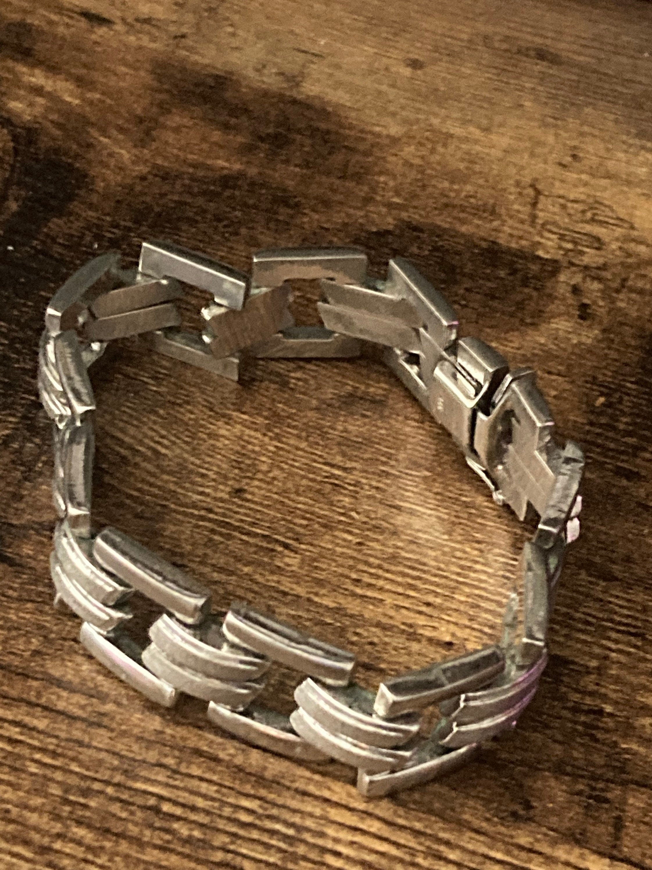 German 835 Silver Modernist Flat Link Bracelet - 19cm