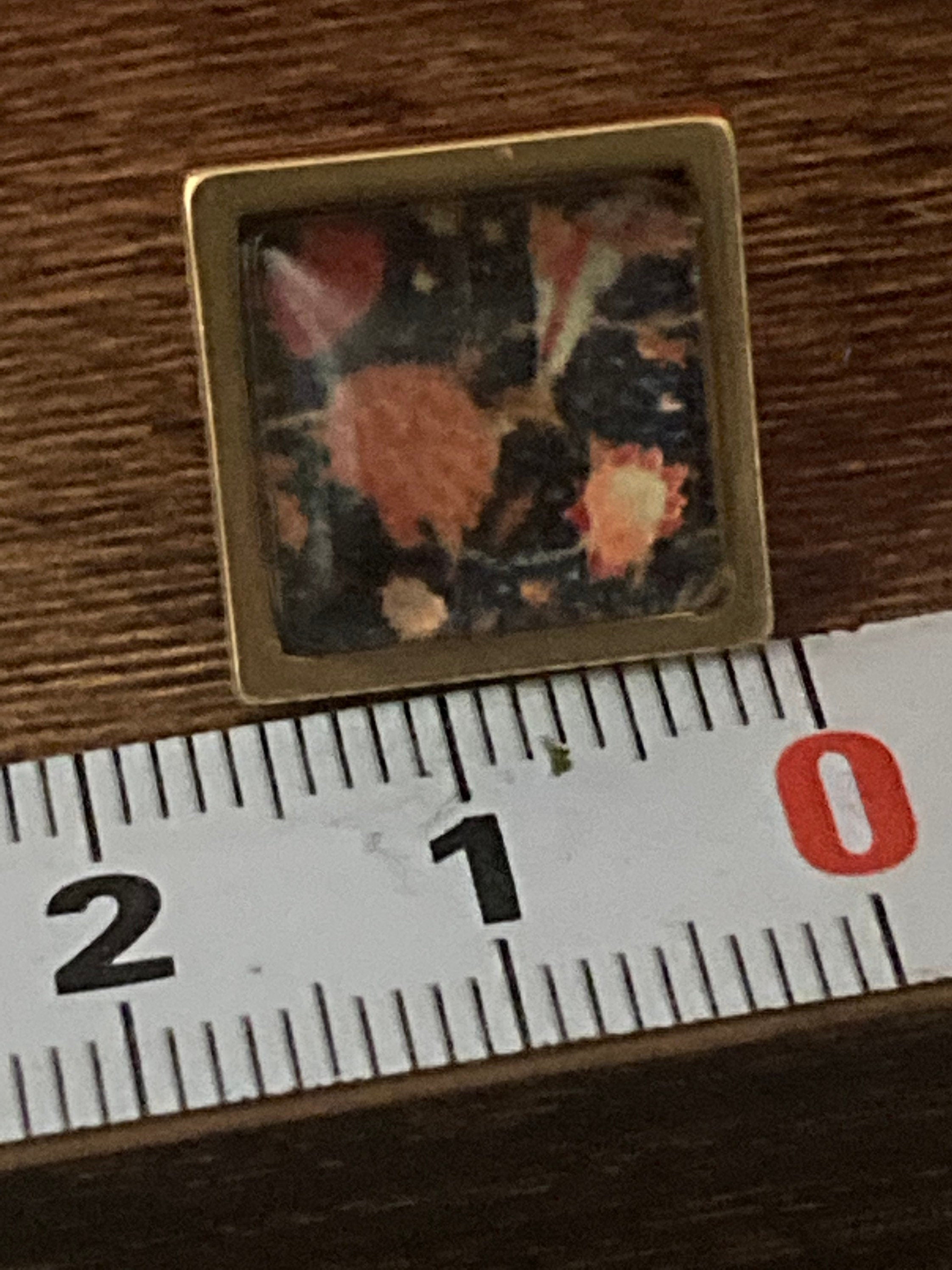 William Morris print floral tile stud earrings Handmade gold tone square glass tile