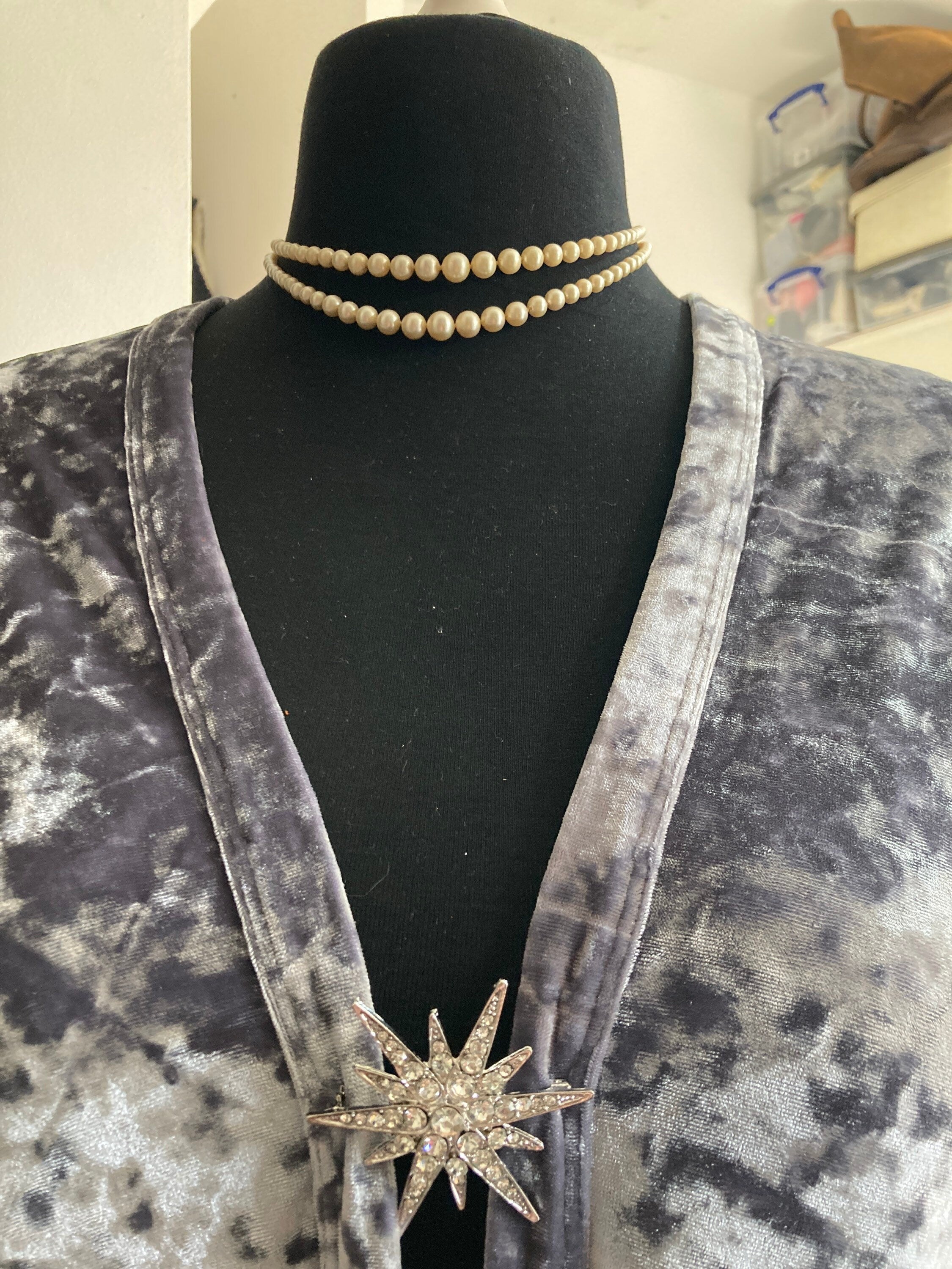 vintage 2 row cream glass pearl necklace 925 sterling silver clasp 41cm