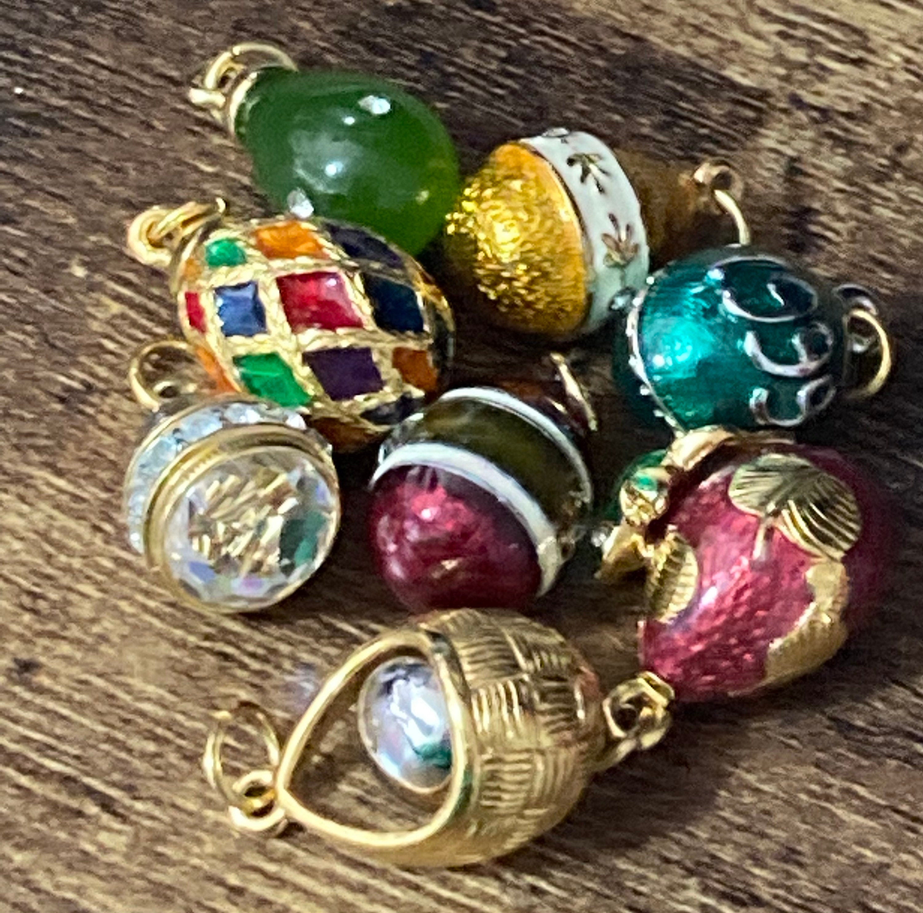 Signed Joan rivers faberge style enamelled jewelled egg charm watch bracelet 20cm