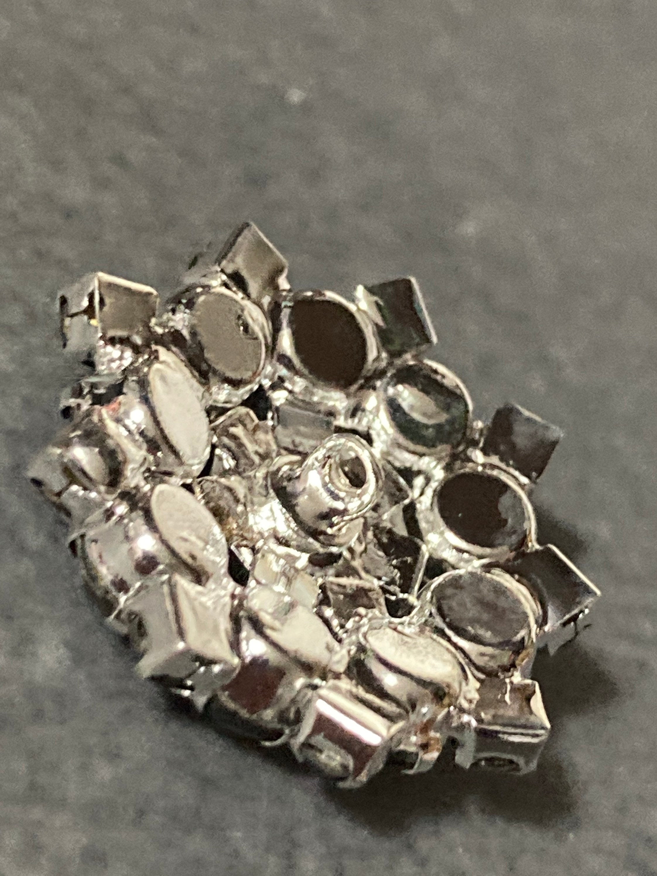 22mm black glass crystal paste buttons, silver tone metal shank Pack of 5