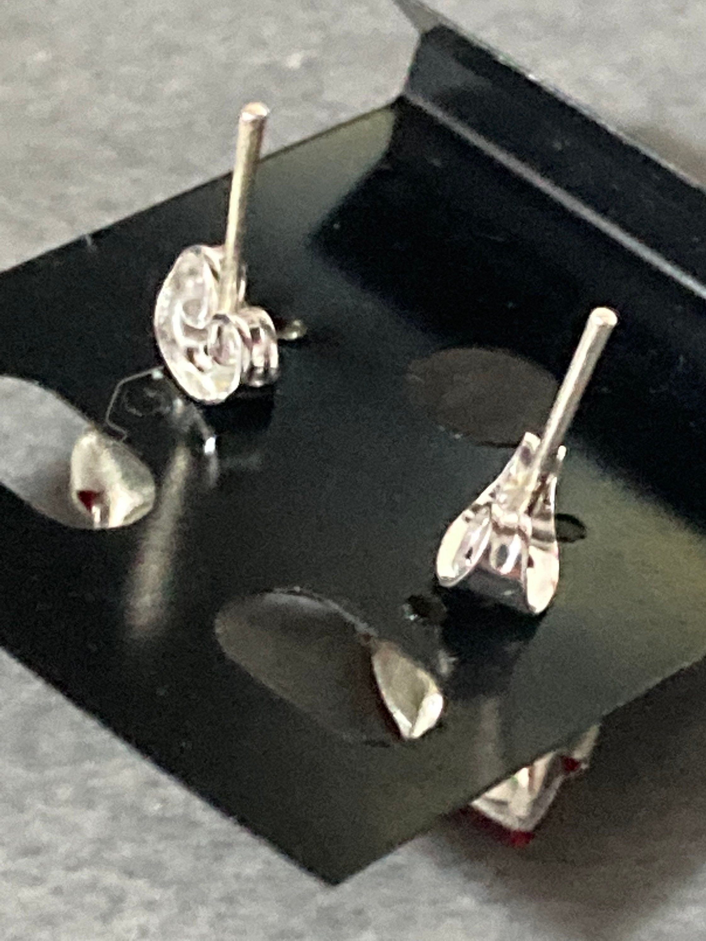 AB Aurora borealis diamanté silver navette crystal earrings pierced