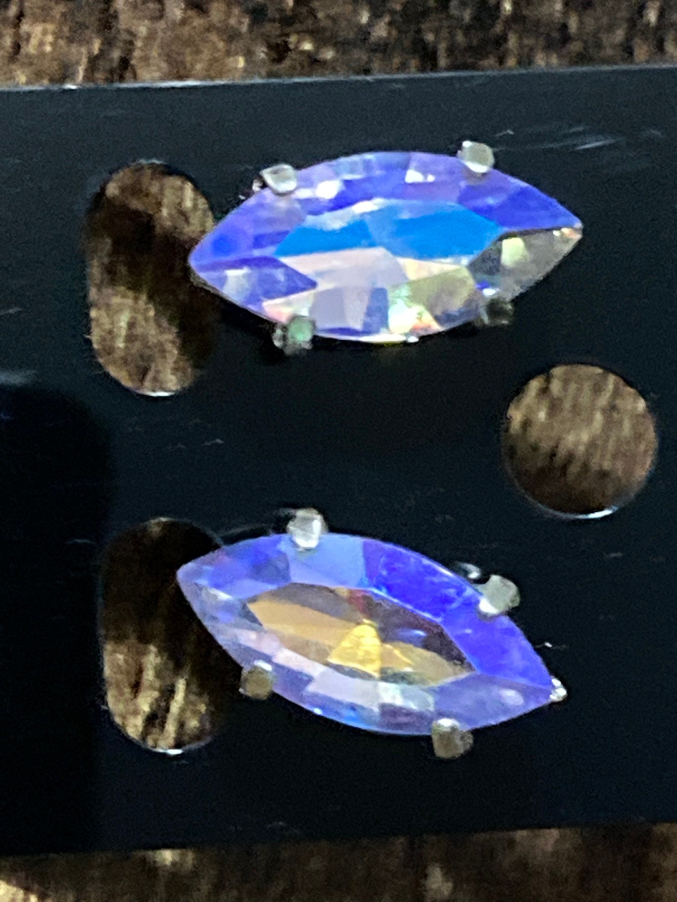 AB Aurora borealis blue purple topaz glass crystal earrings pierced