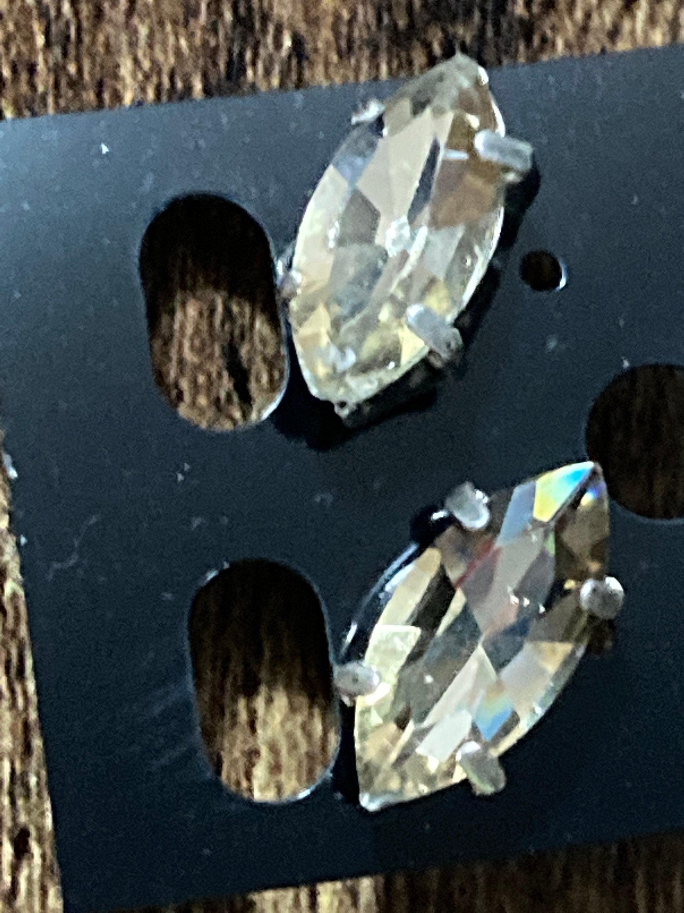Citrine Topaz glass diamanté navette crystal earrings pierced 15mm