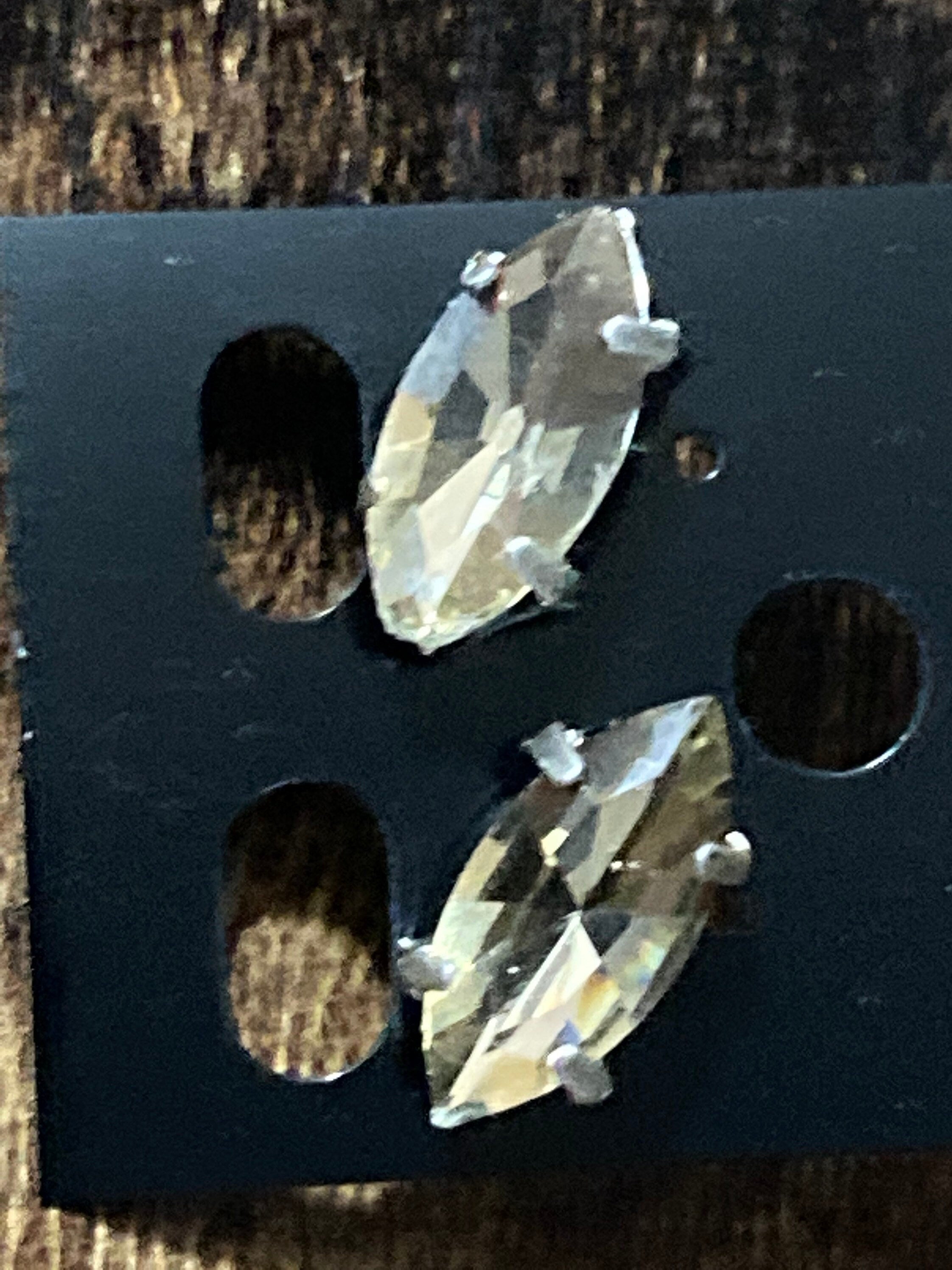 Citrine Topaz glass diamanté navette crystal earrings pierced 15mm