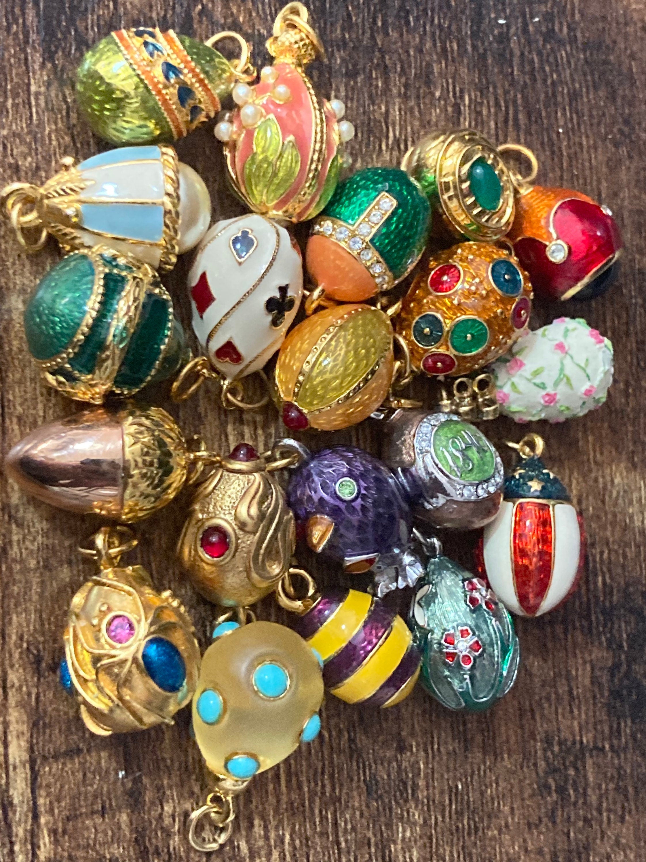 Joan Rivers Gold Faberge inspired bow egg pendant necklace on 75cm rope chain