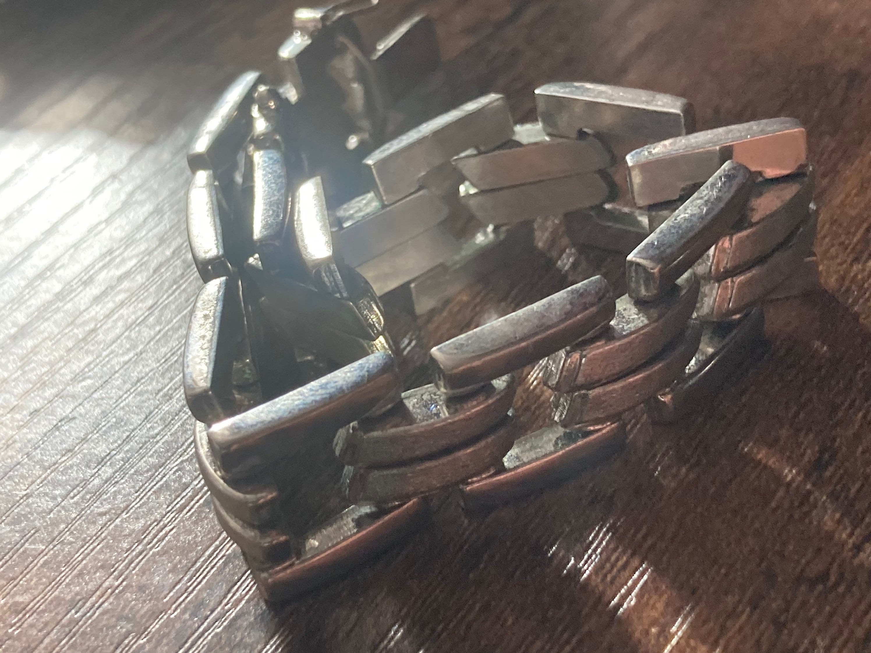 German 835 Silver Modernist Flat Link Bracelet - 19cm