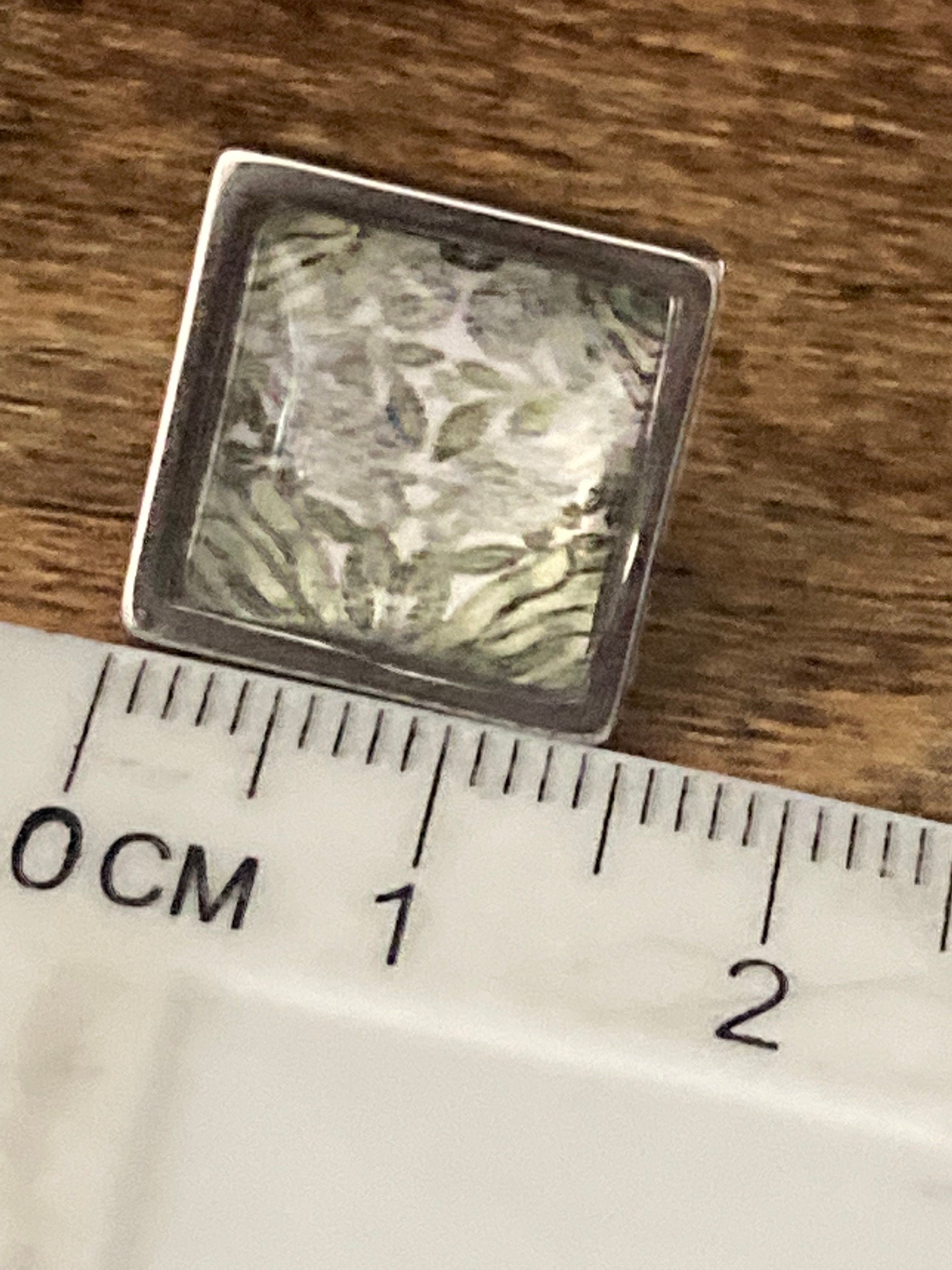 William Morris print glass stud cabochon earrings handmade stainless steel 1.5cm square