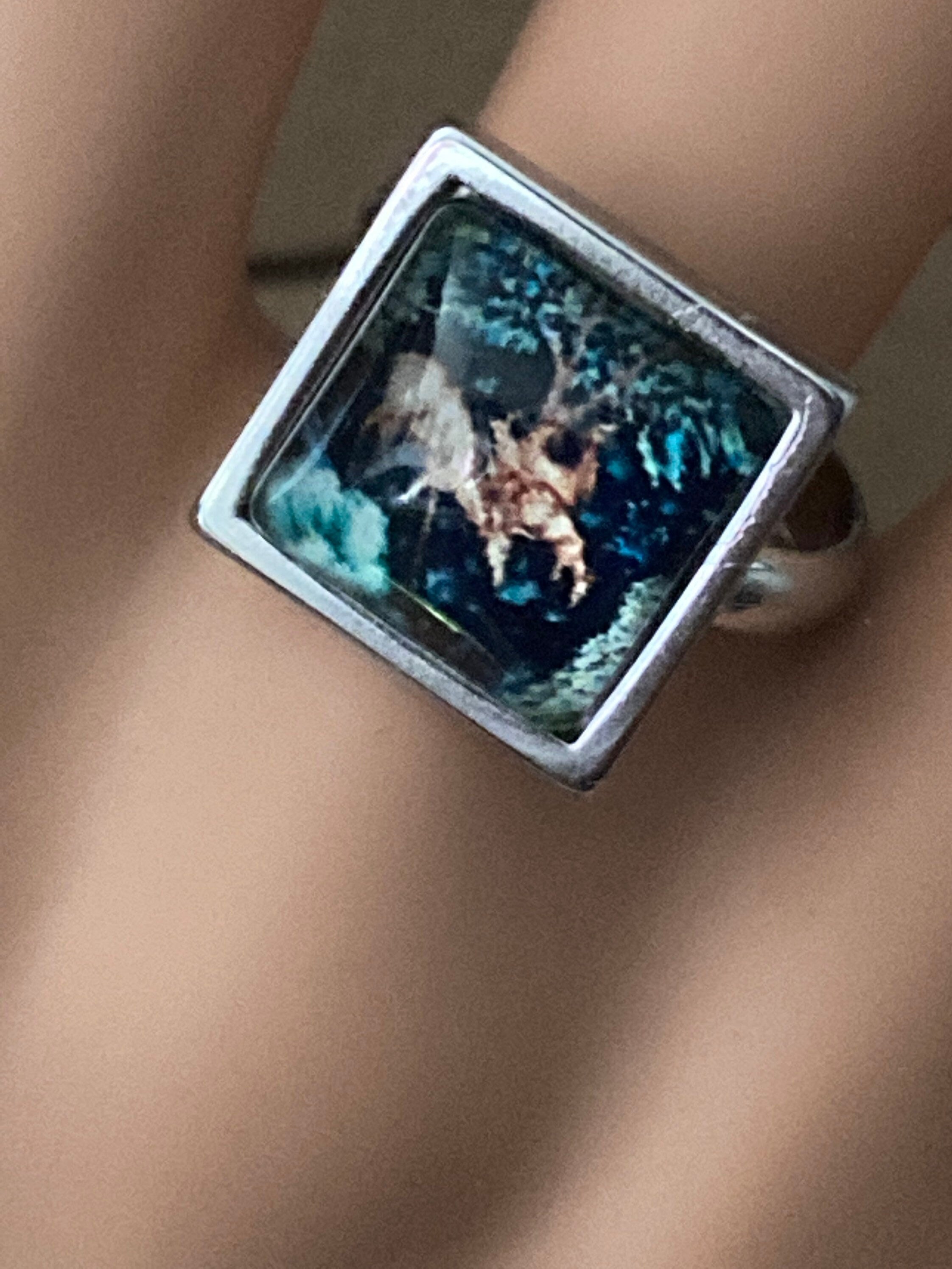 Woodland Deer Stainless Steel Ring: William Morris Art Nouveau Style