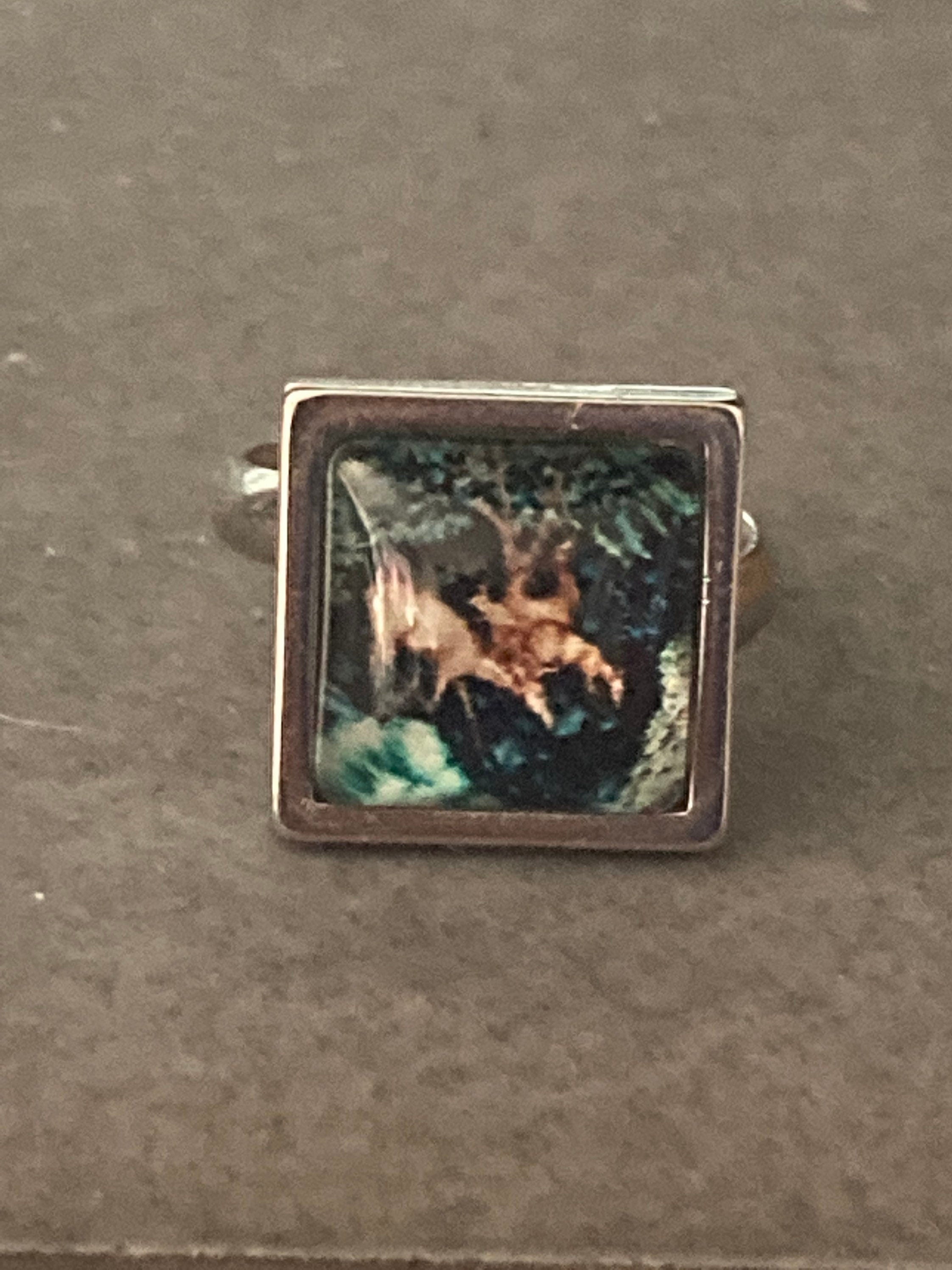 Woodland Deer Stainless Steel Ring: William Morris Art Nouveau Style