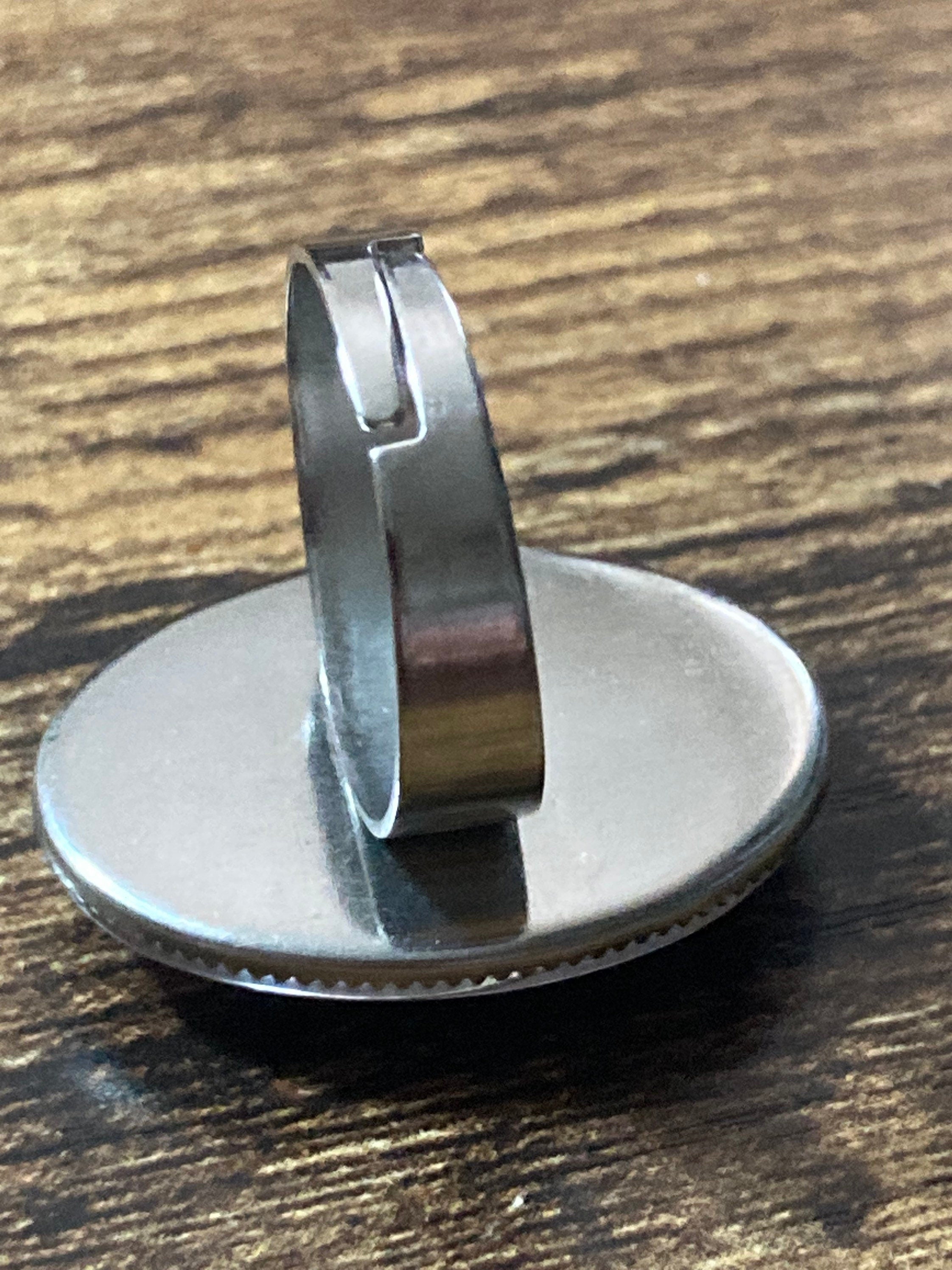 Oversized nautical anchor ring 25mm stainless steel oval glass cabochon adjustable