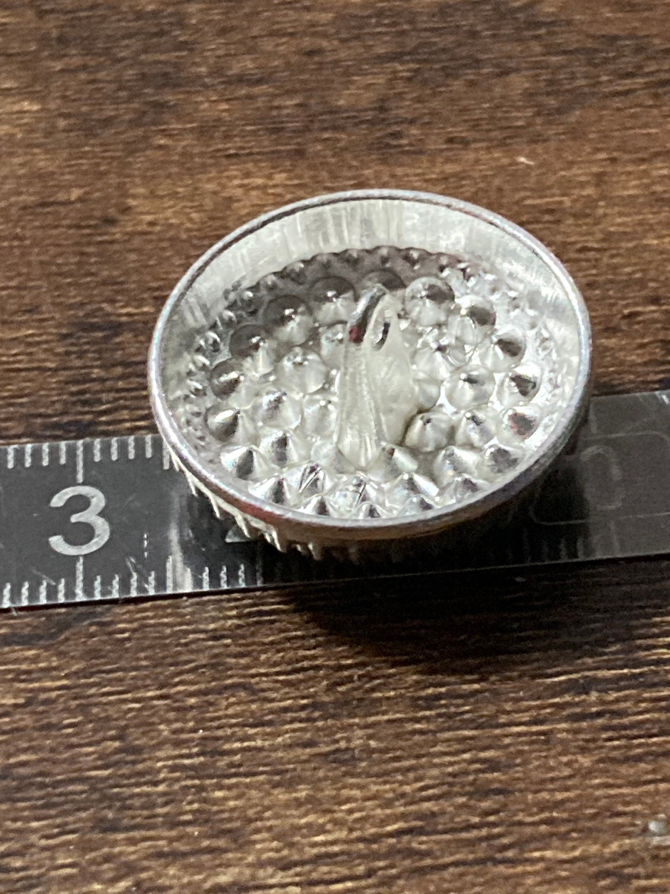Set of 6 25mm silver metal shank round domed glass diamanté buttons for coat
