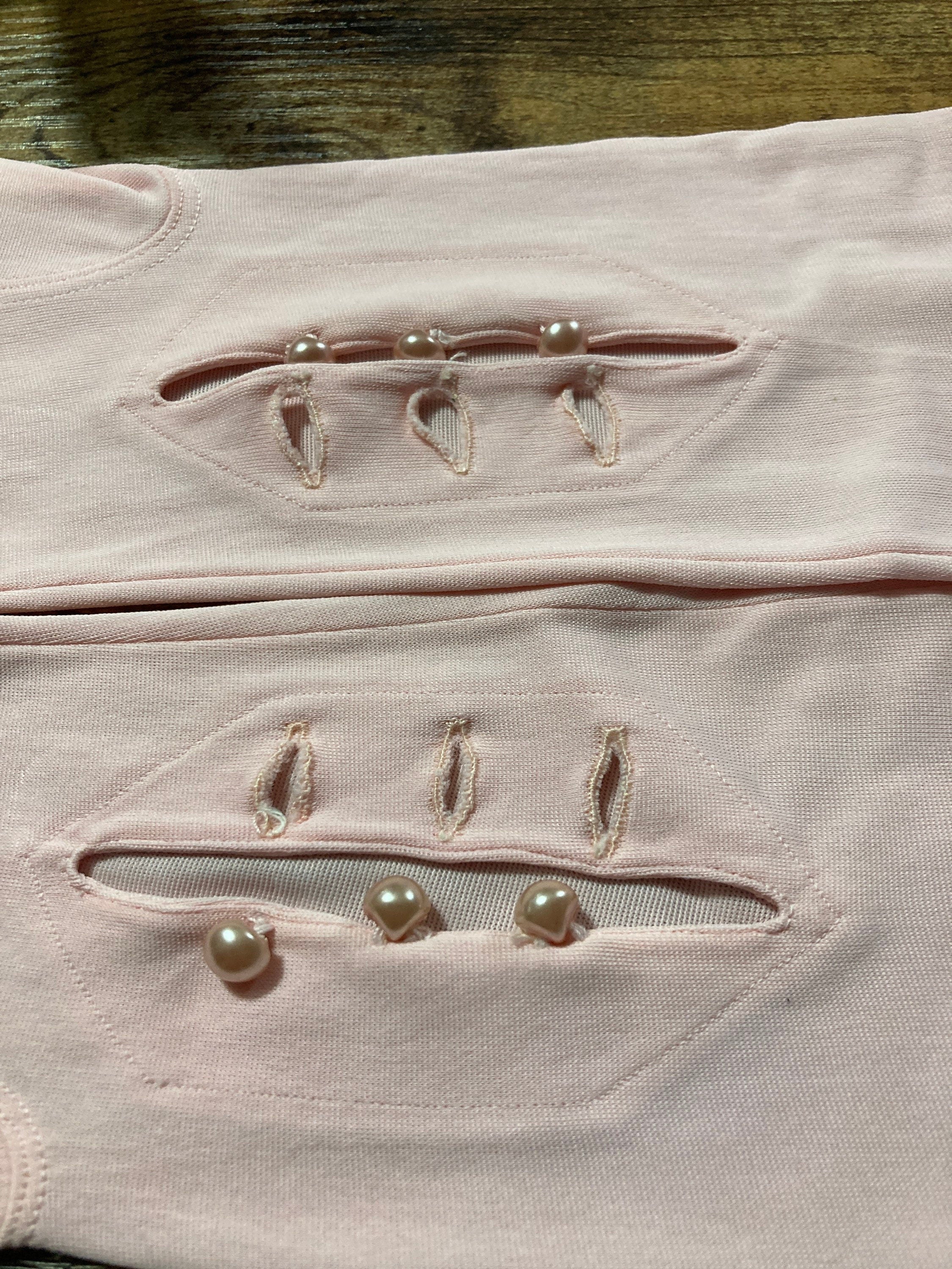Pastel Pink Opera Gloves: Vintage Evening Wear, Button Detail