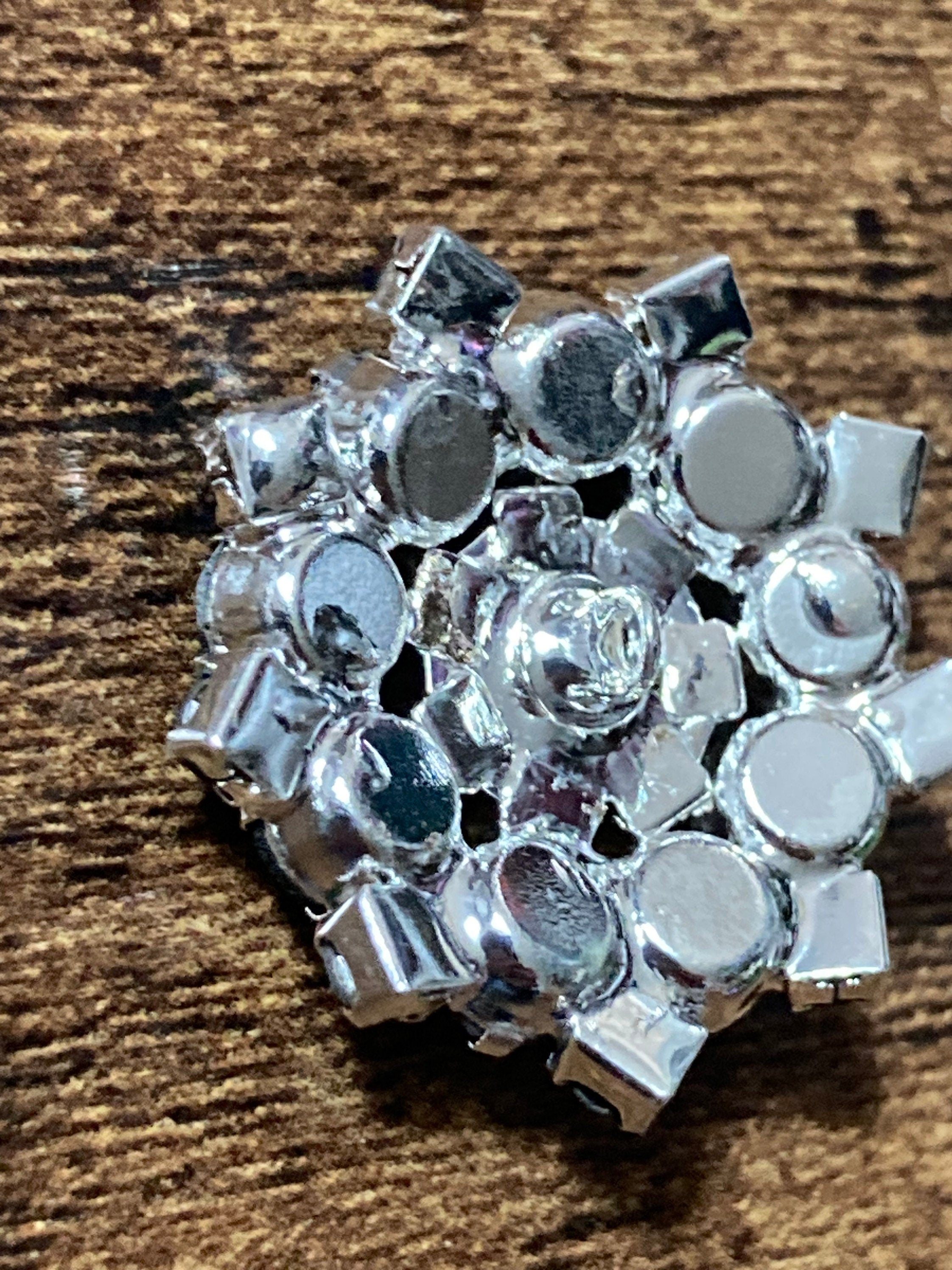 22mm black glass crystal paste buttons, silver tone metal shank Pack of 5