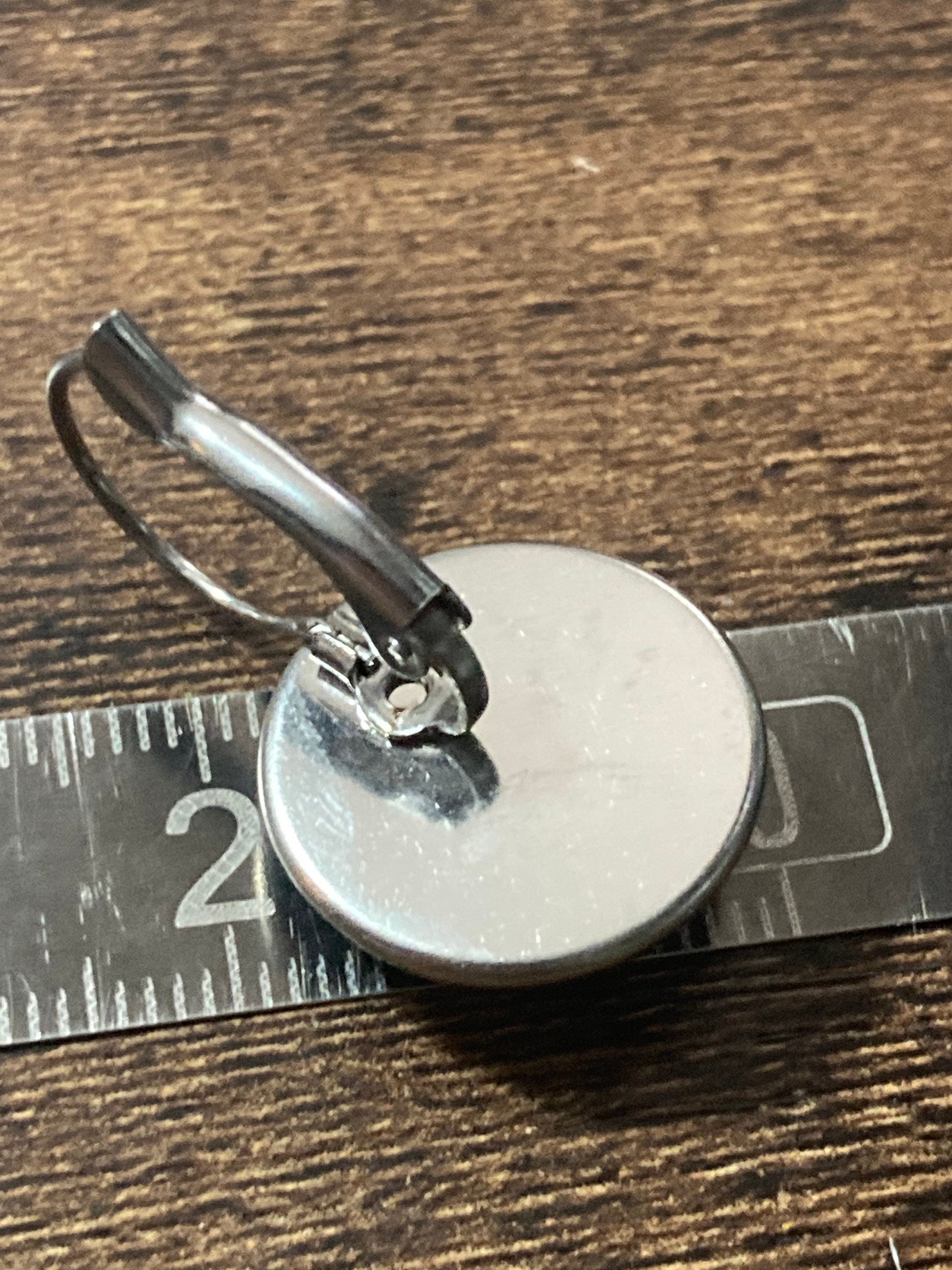 William Morris earrings, strawberry thief design with glass cabochons