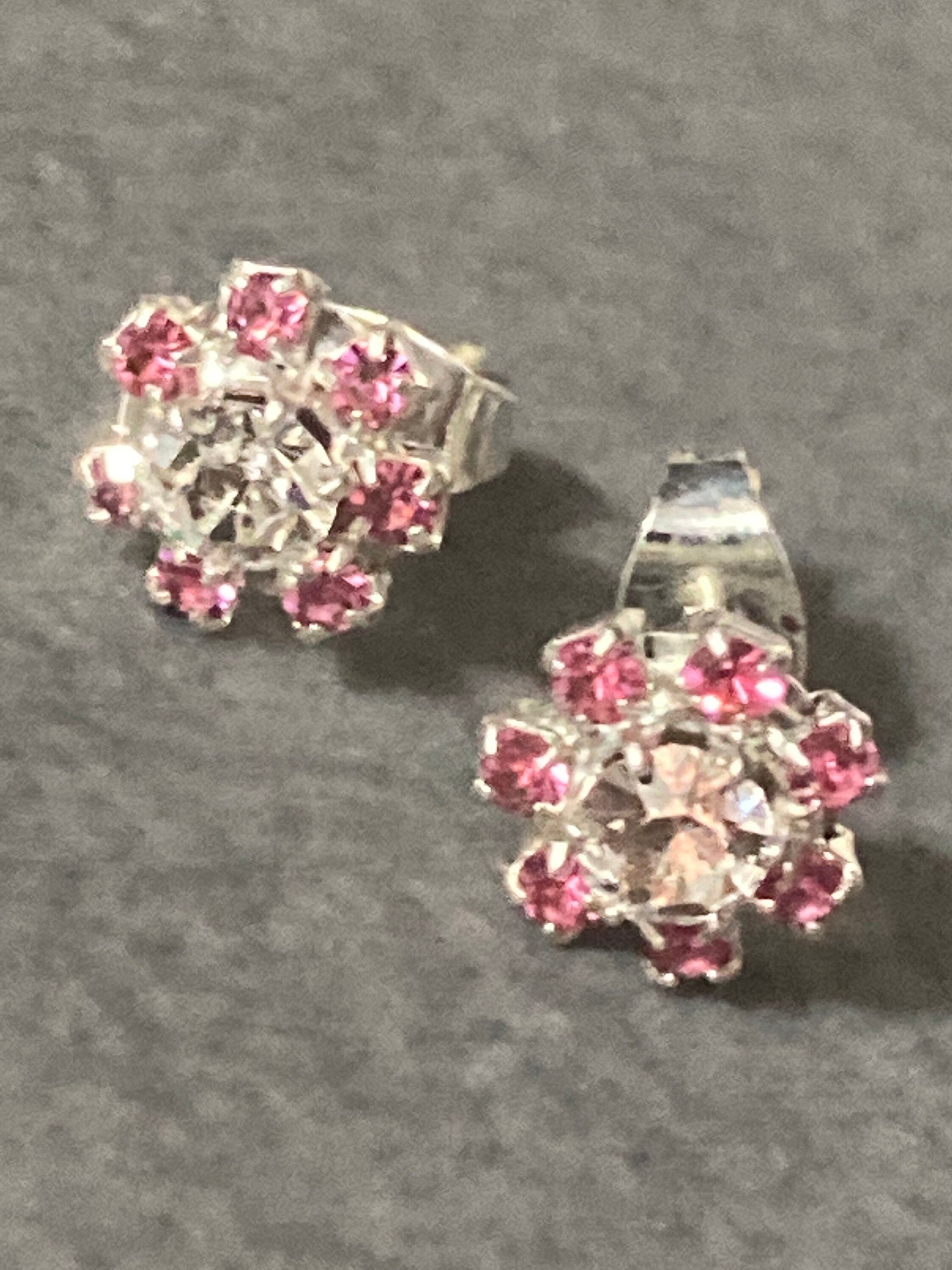 Small 6mm diamanté stud earrings pink