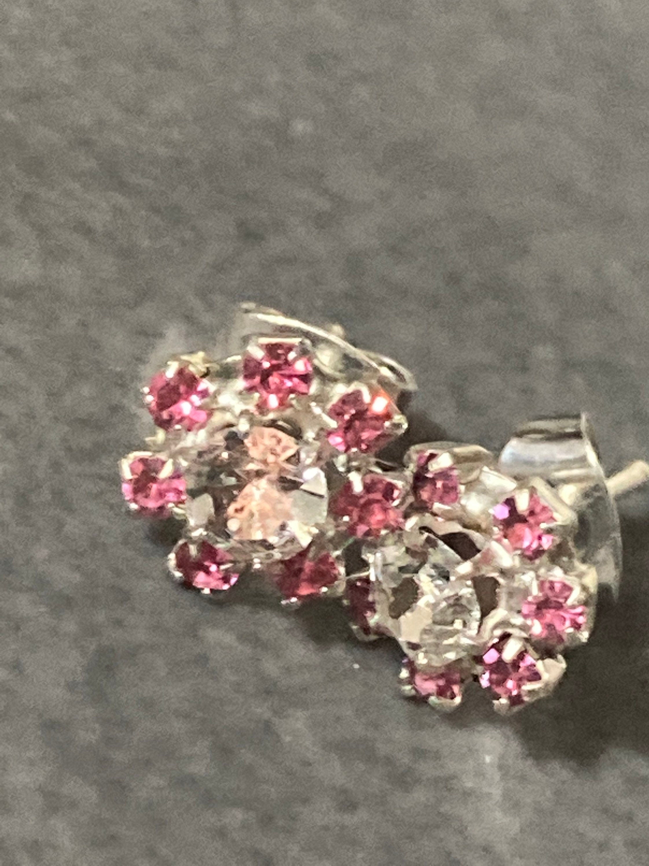 Small 6mm diamanté stud earrings pink