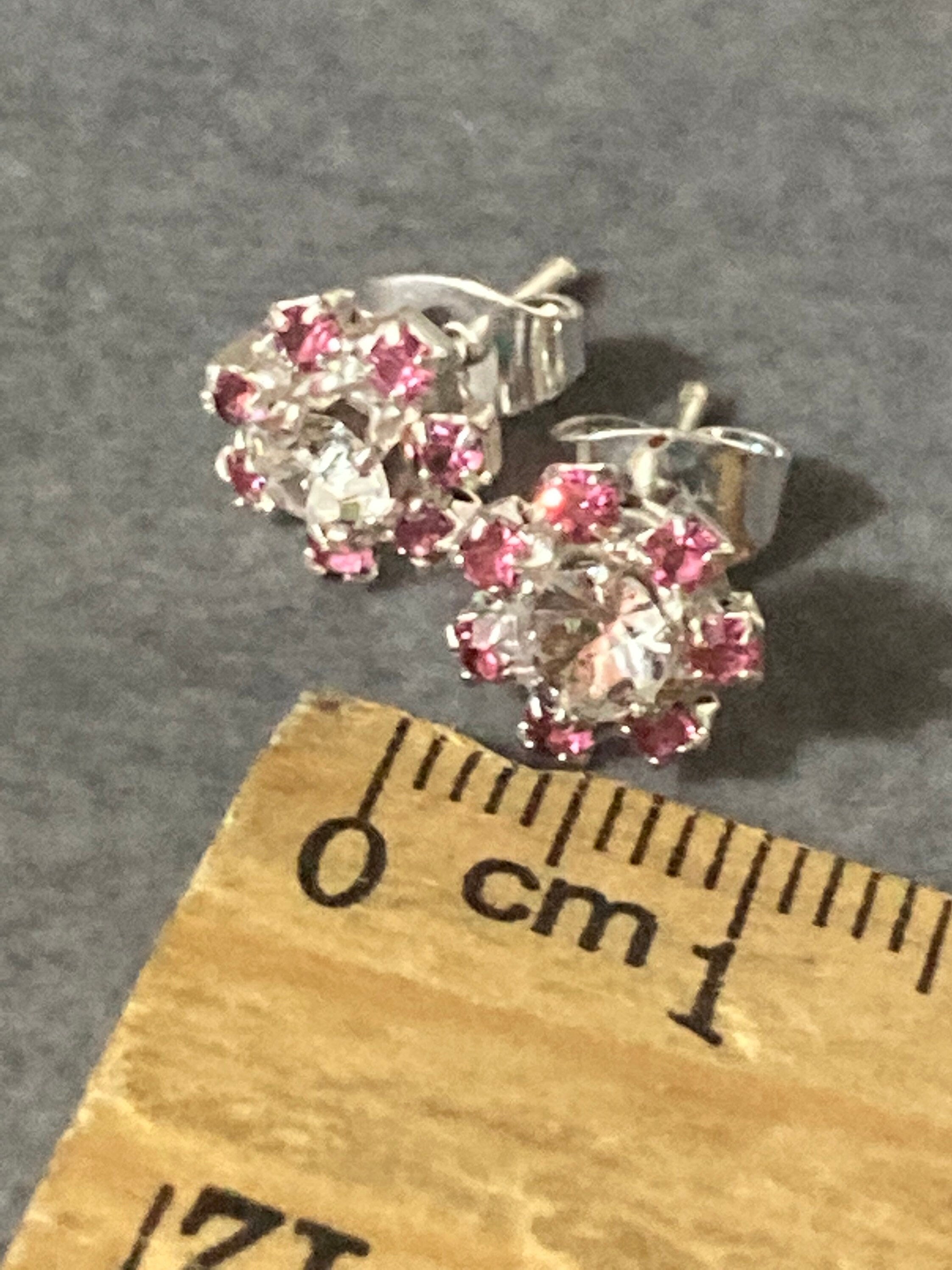 Small 6mm diamanté stud earrings pink