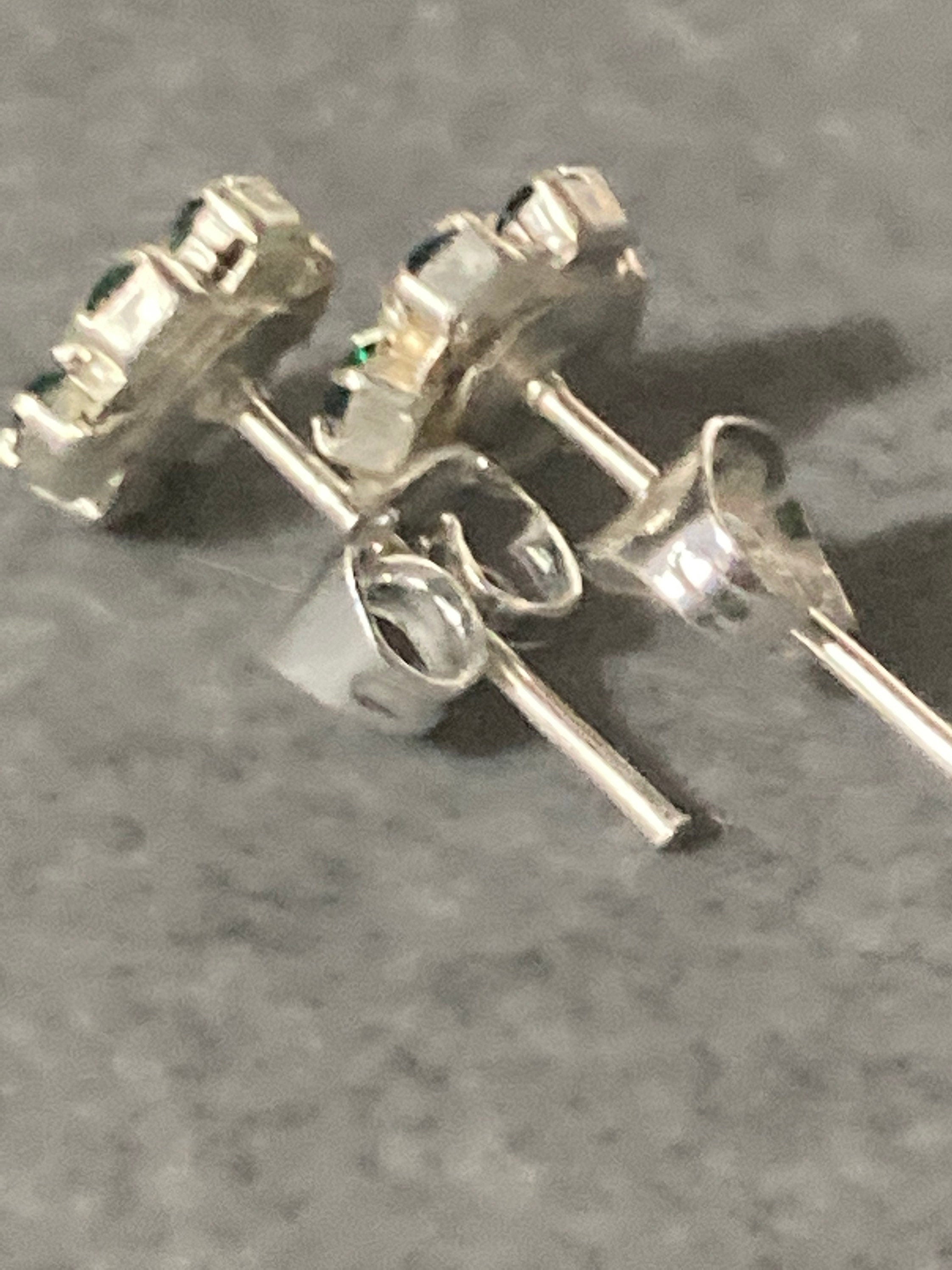 Small 6mm diamanté stud earrings emerald green