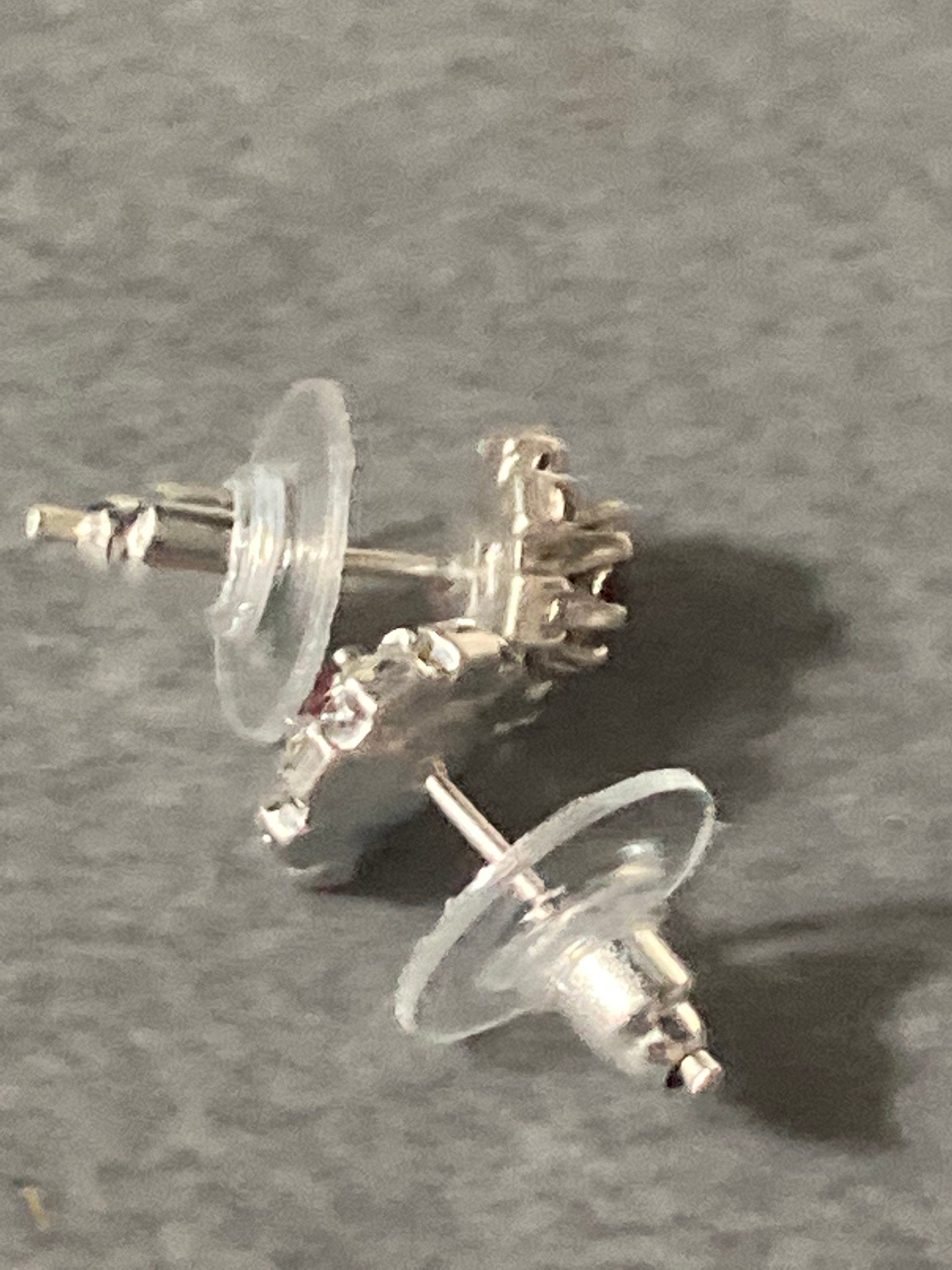 Small 6mm diamanté stud earrings ruby red clear stones