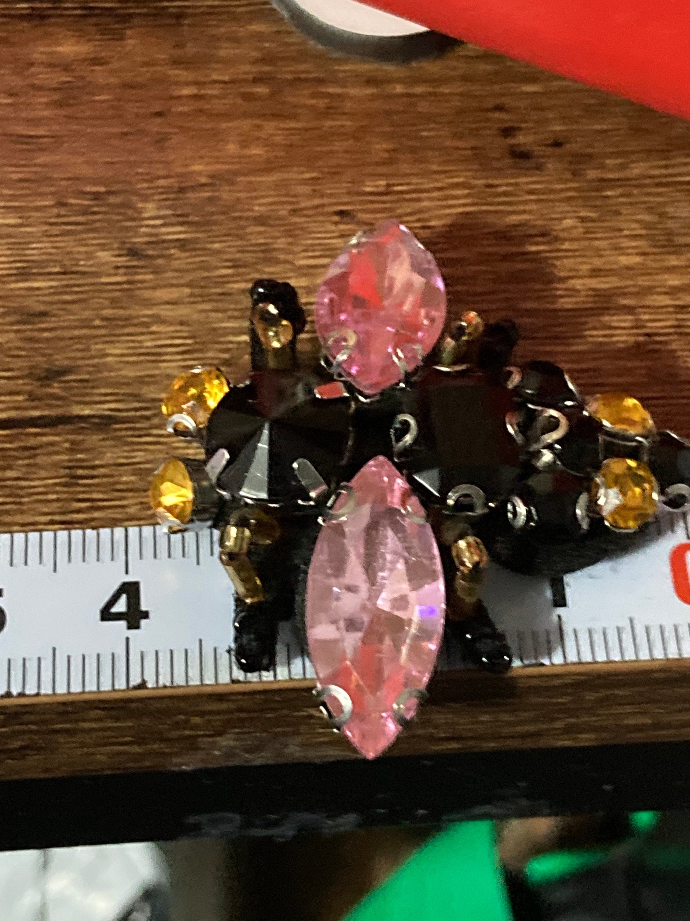 1 x 4cm gold and pink diamanté bee sew on embellishment craft