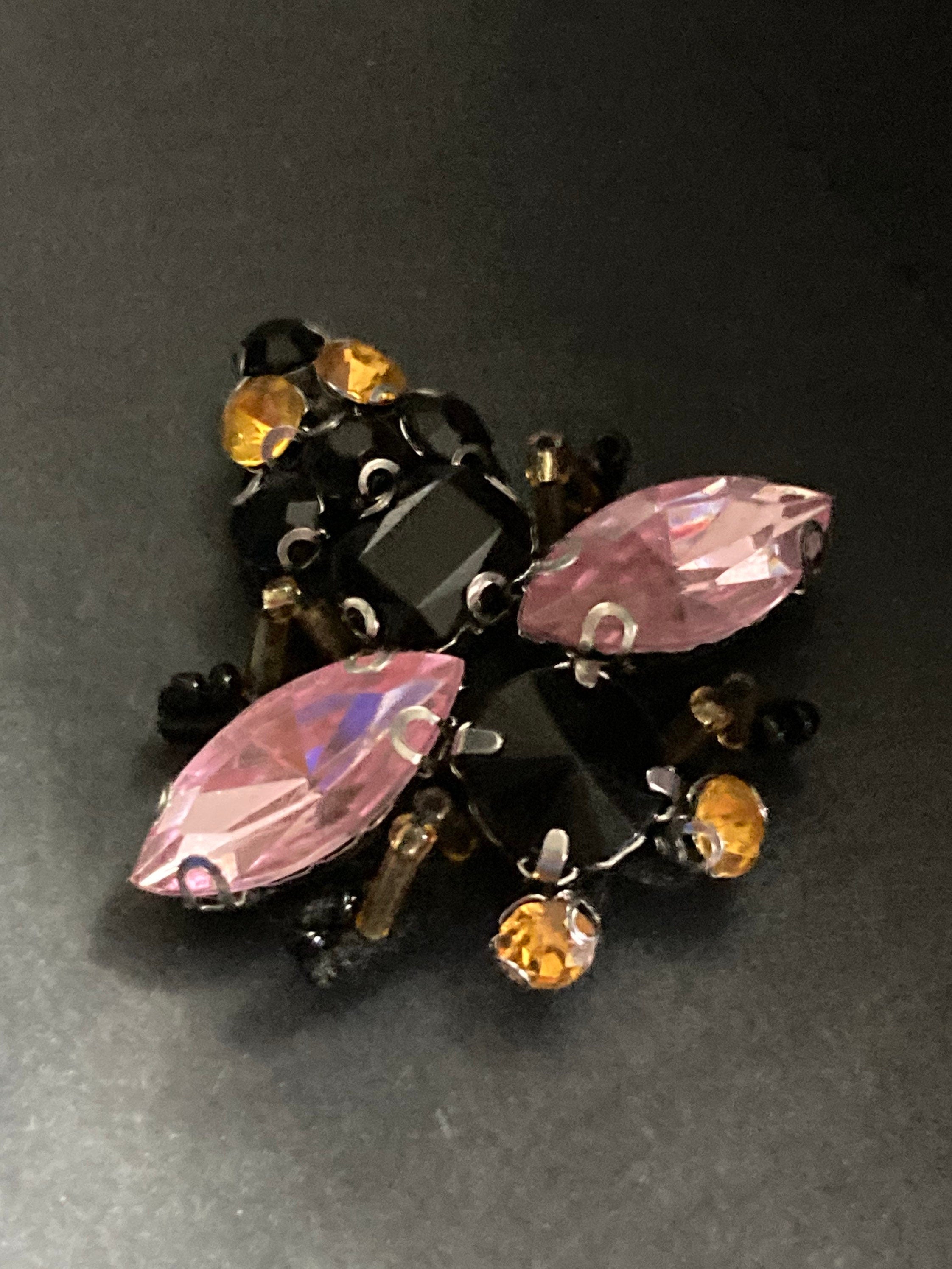 1 x 4cm gold and pink diamanté bee sew on embellishment craft