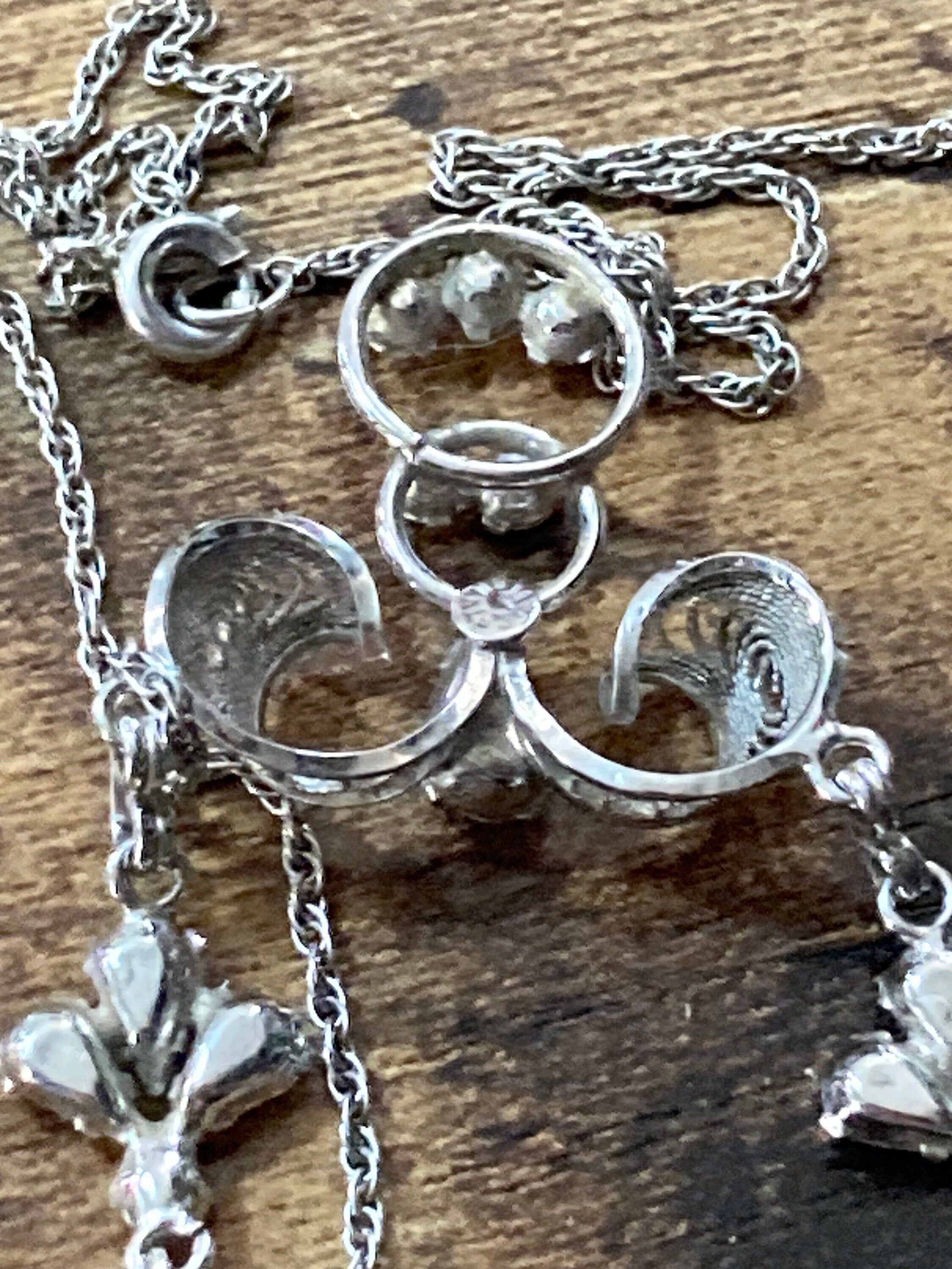 Signed TK 925 AB Aurora borealis diamanté necklace