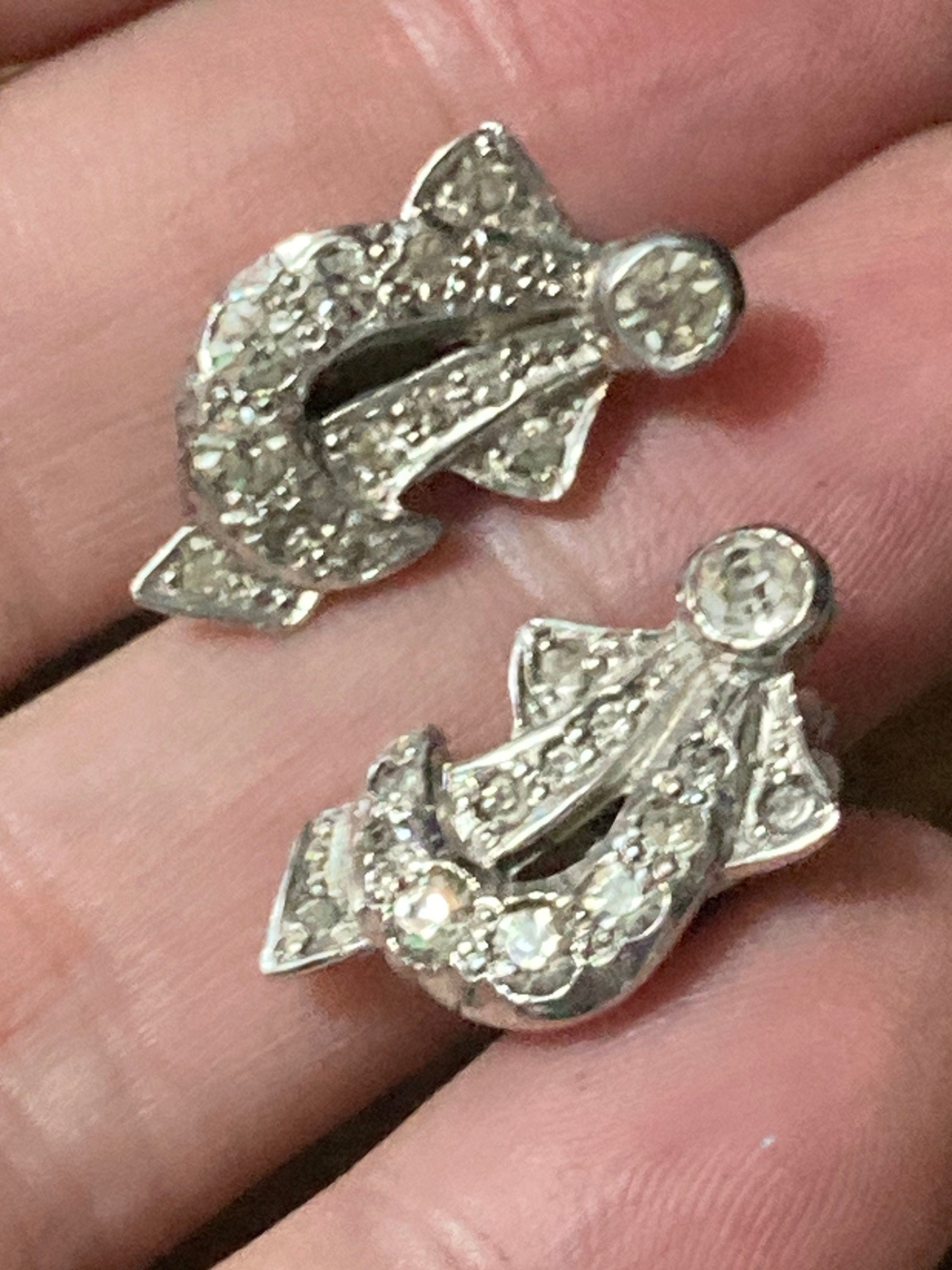 Vintage sparkly Clip On Earrings clear Diamanté