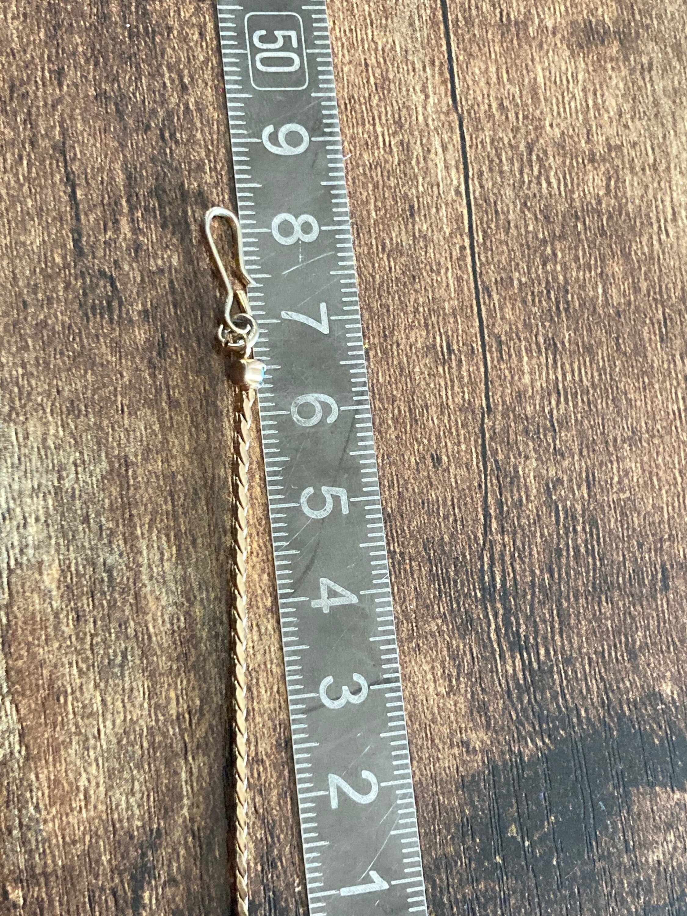 1970s gold tone mesh lariat drop necklace with turquoise glass paste