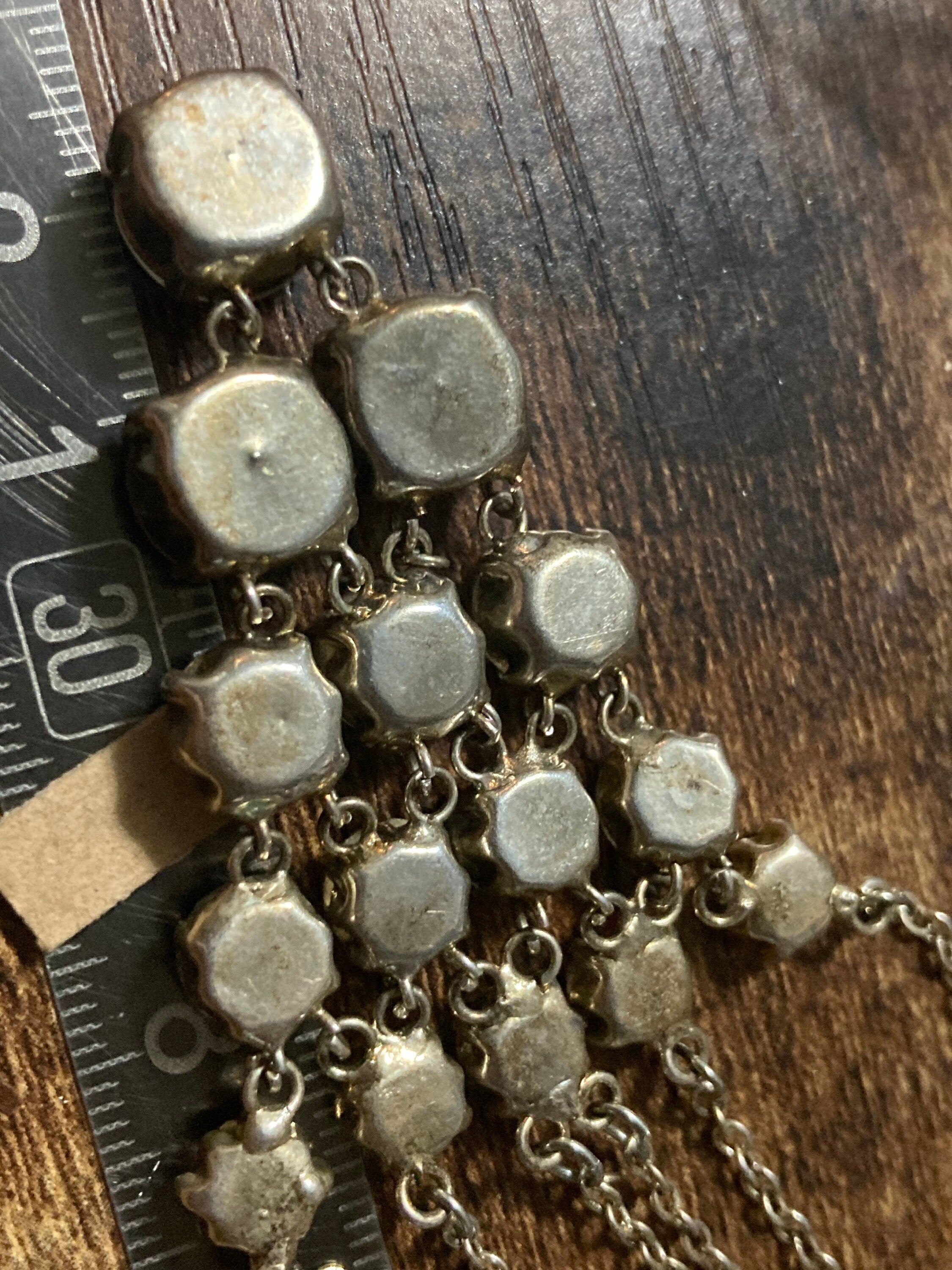 Retro diamanté glass rhinestone crystal lariat necklace