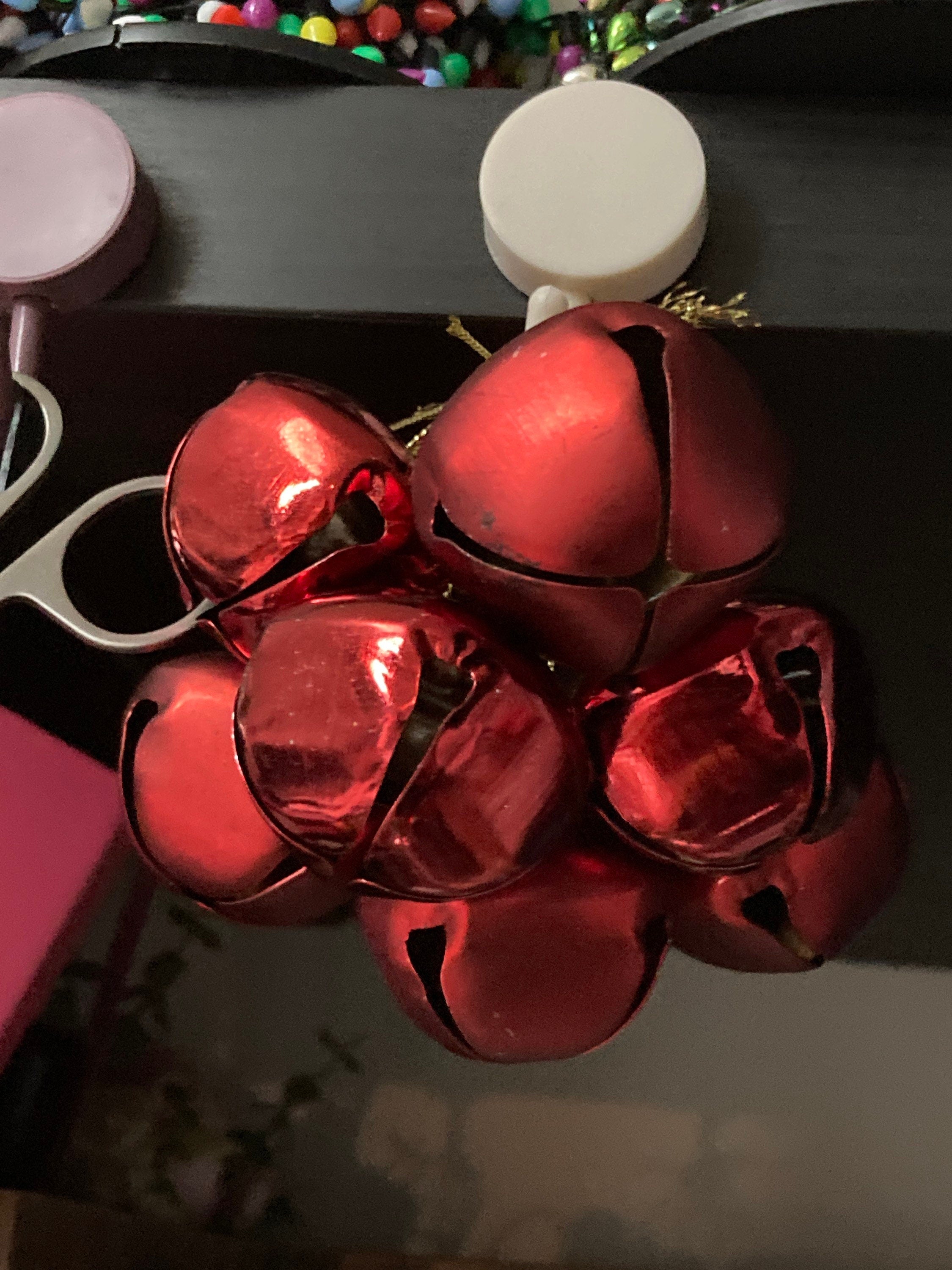 8 x large 3cm dark red Christmas metal bells jingle bells for Christmas craft