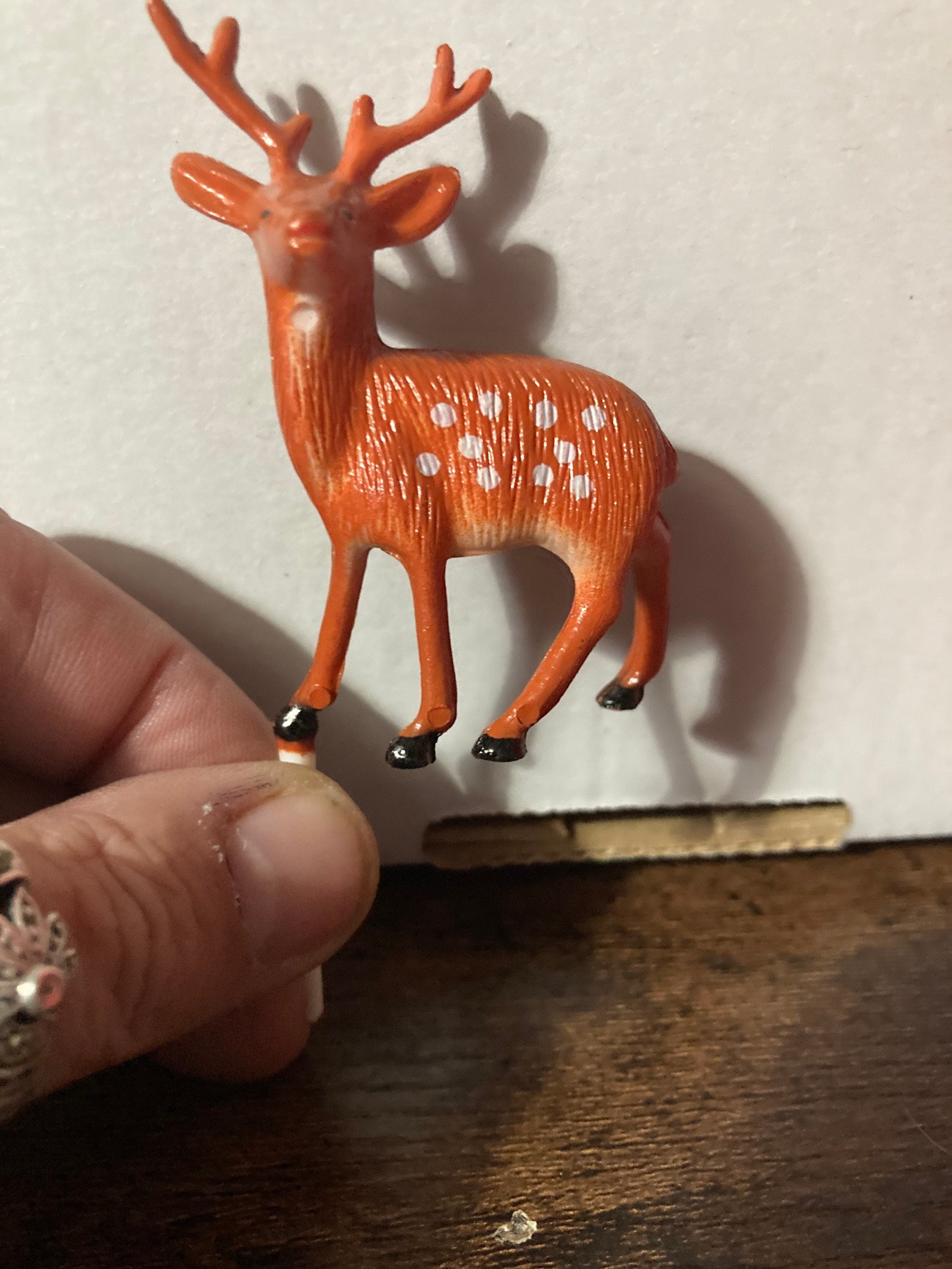 Mini Brown deer cake topper decoration for Christmas reusable plastic