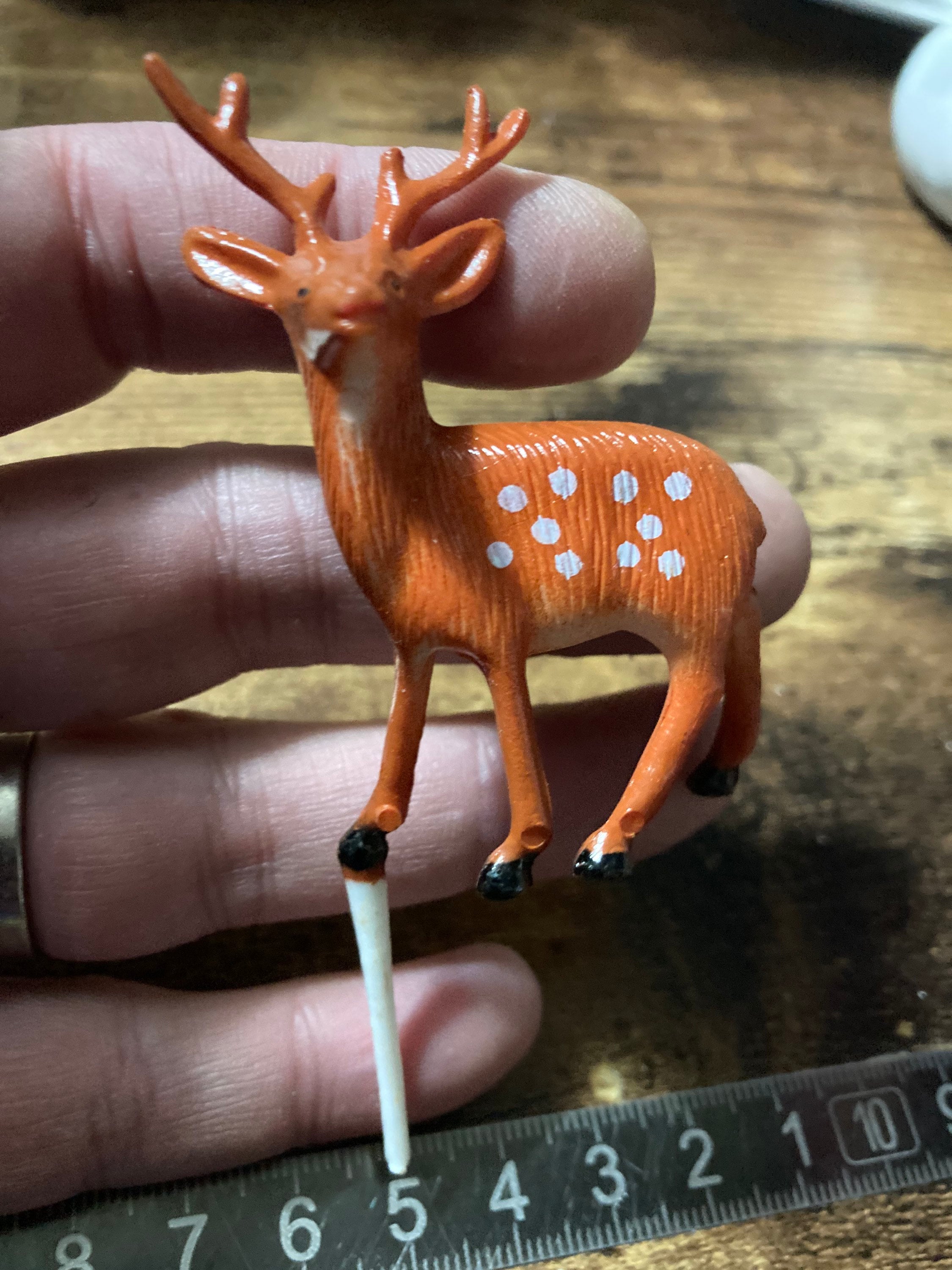 Mini Brown deer cake topper decoration for Christmas reusable plastic