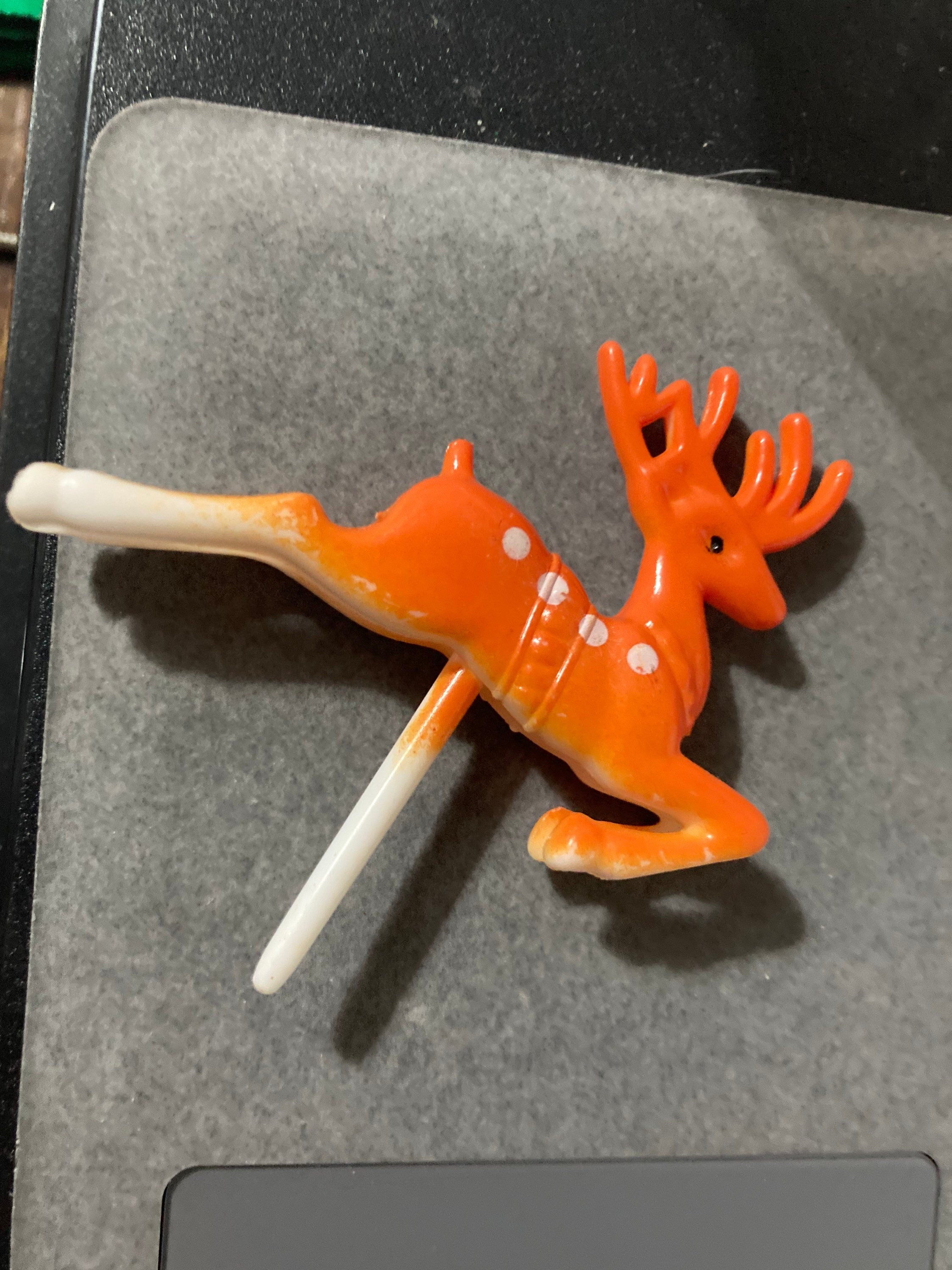 Brown reindeer cake topper deer stag animal miniature decoration