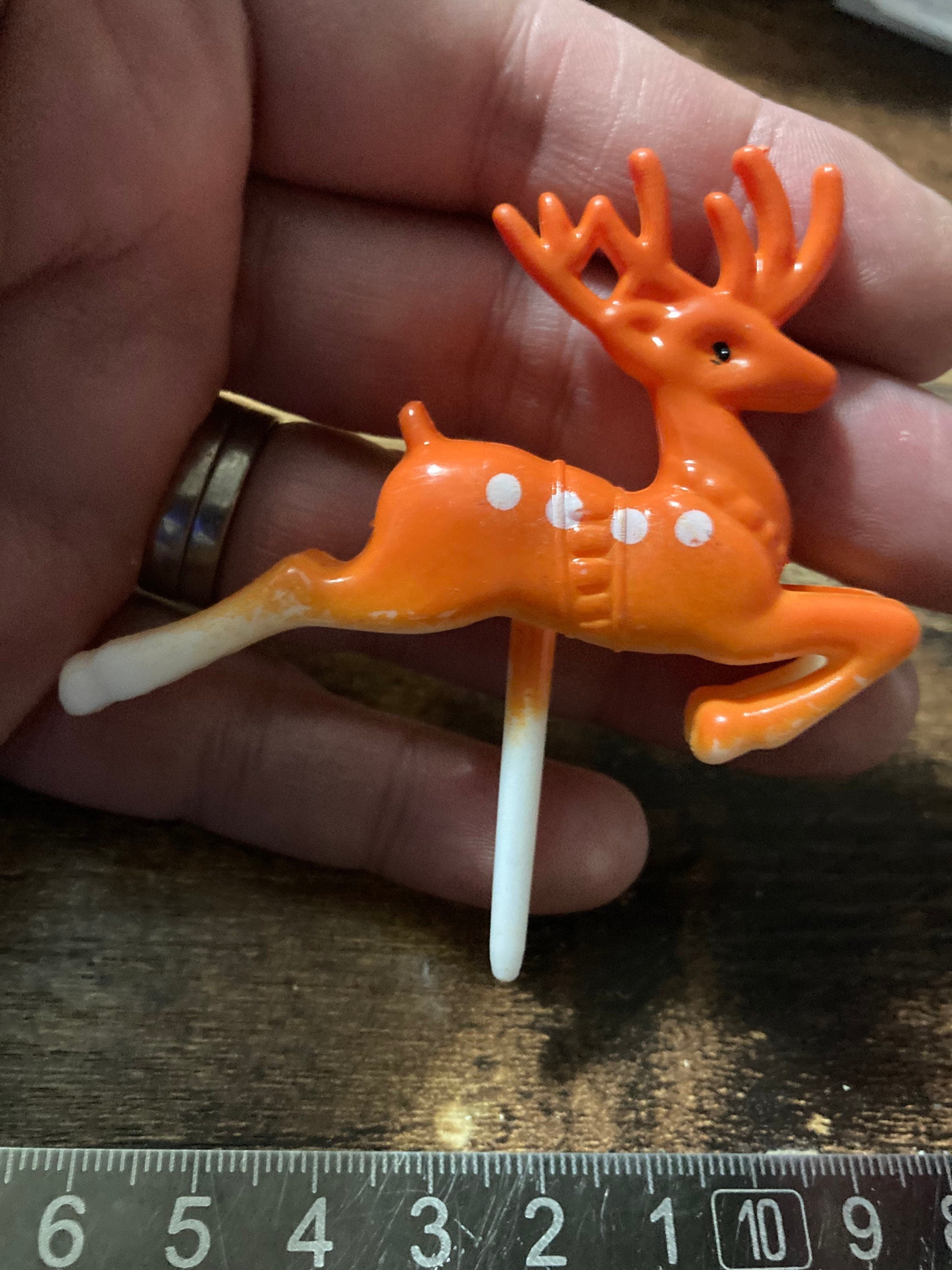 Brown reindeer cake topper deer stag animal miniature decoration