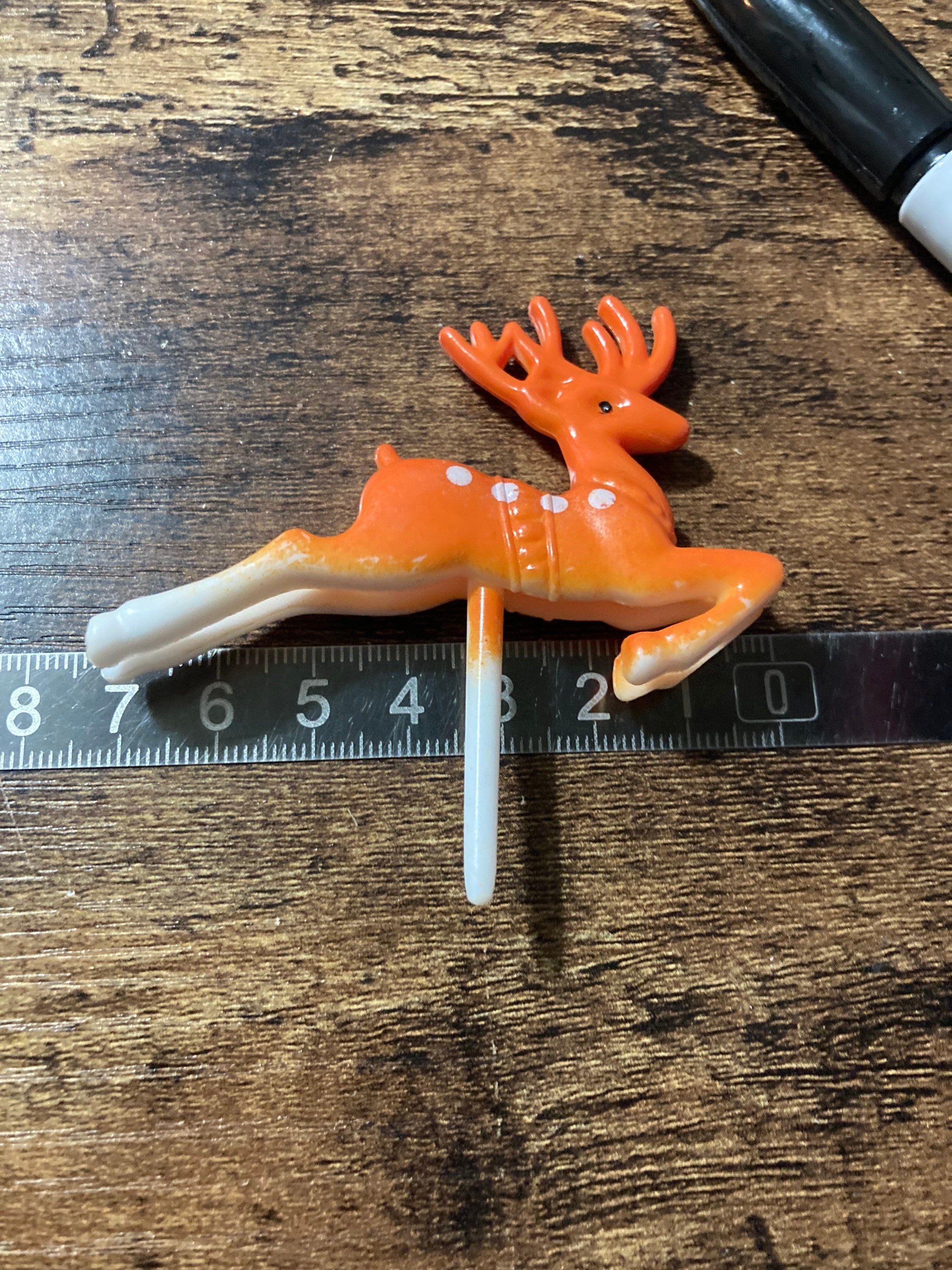 Brown reindeer cake topper deer stag animal miniature decoration