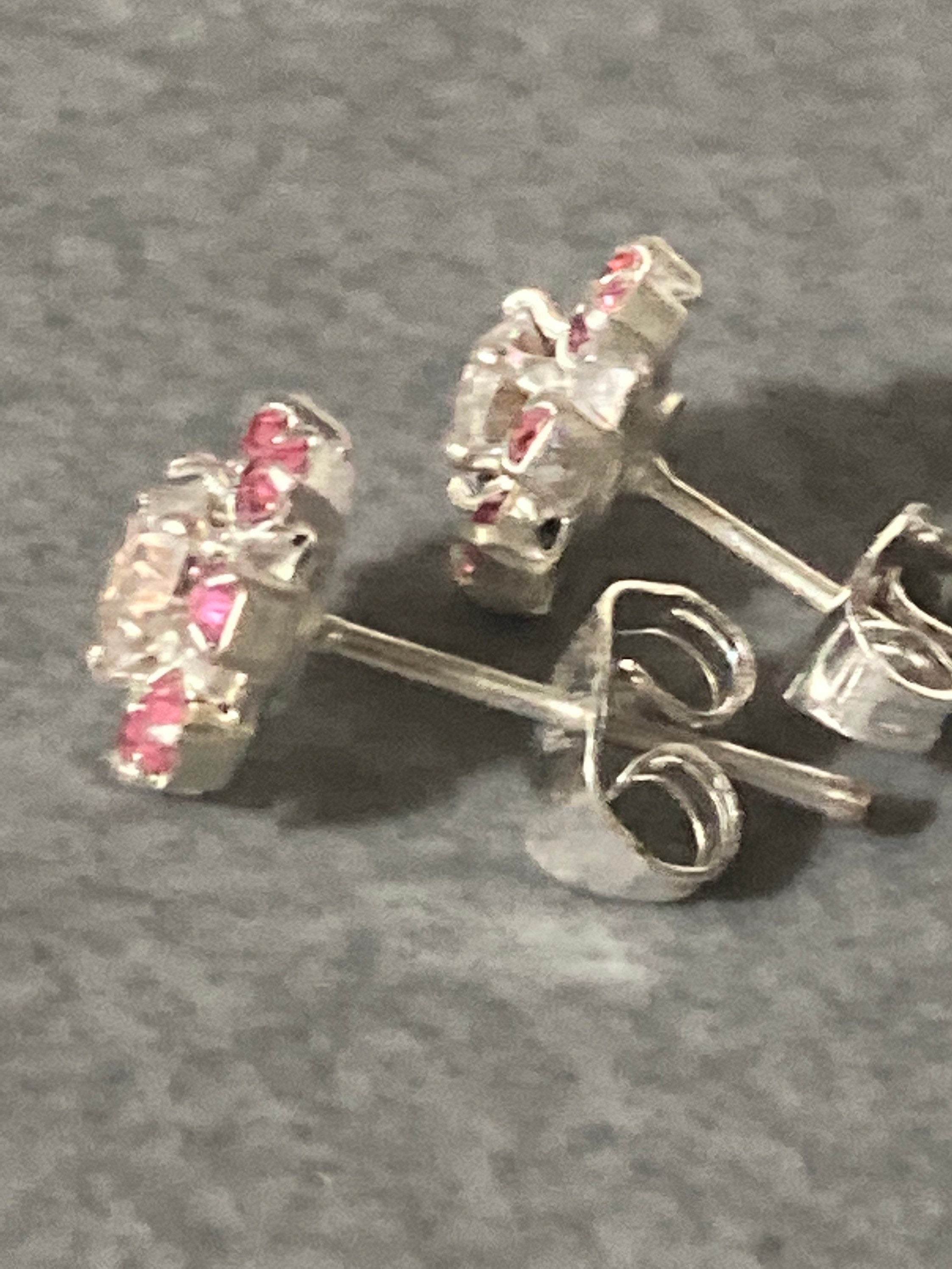 Small 6mm diamanté stud earrings pink