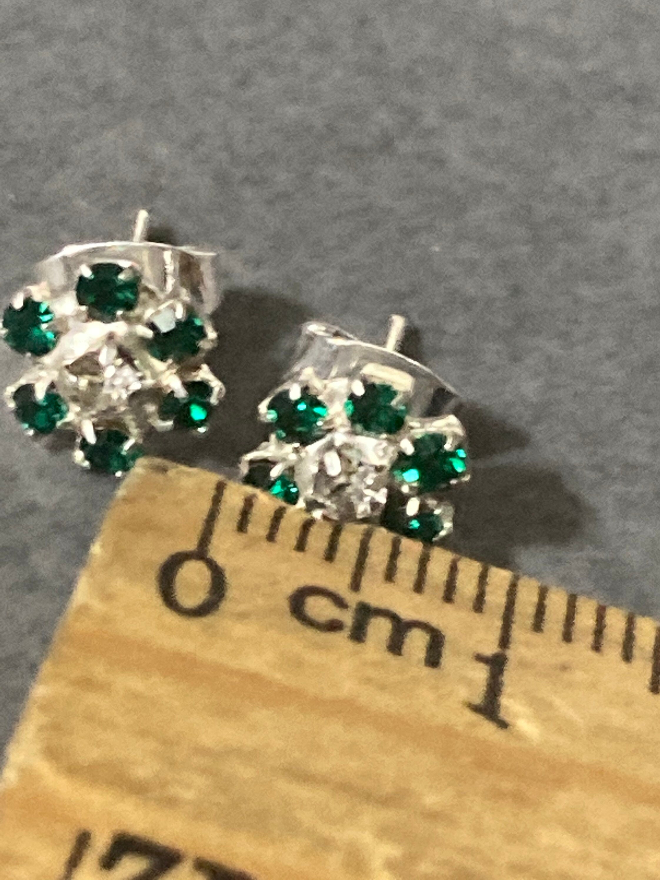 Small 6mm diamanté stud earrings emerald green