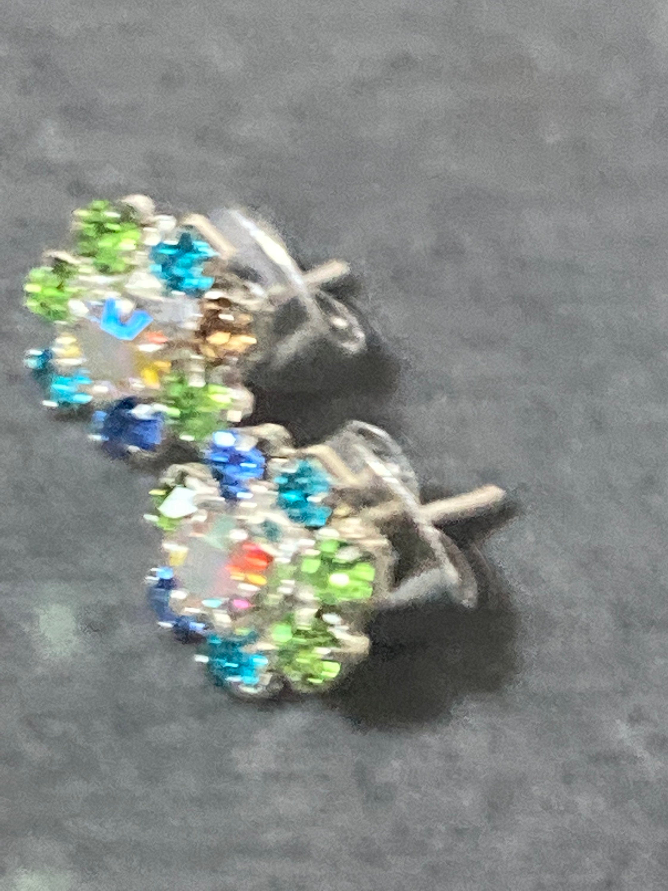 Small 6mm diamanté stud earrings emerald green AB