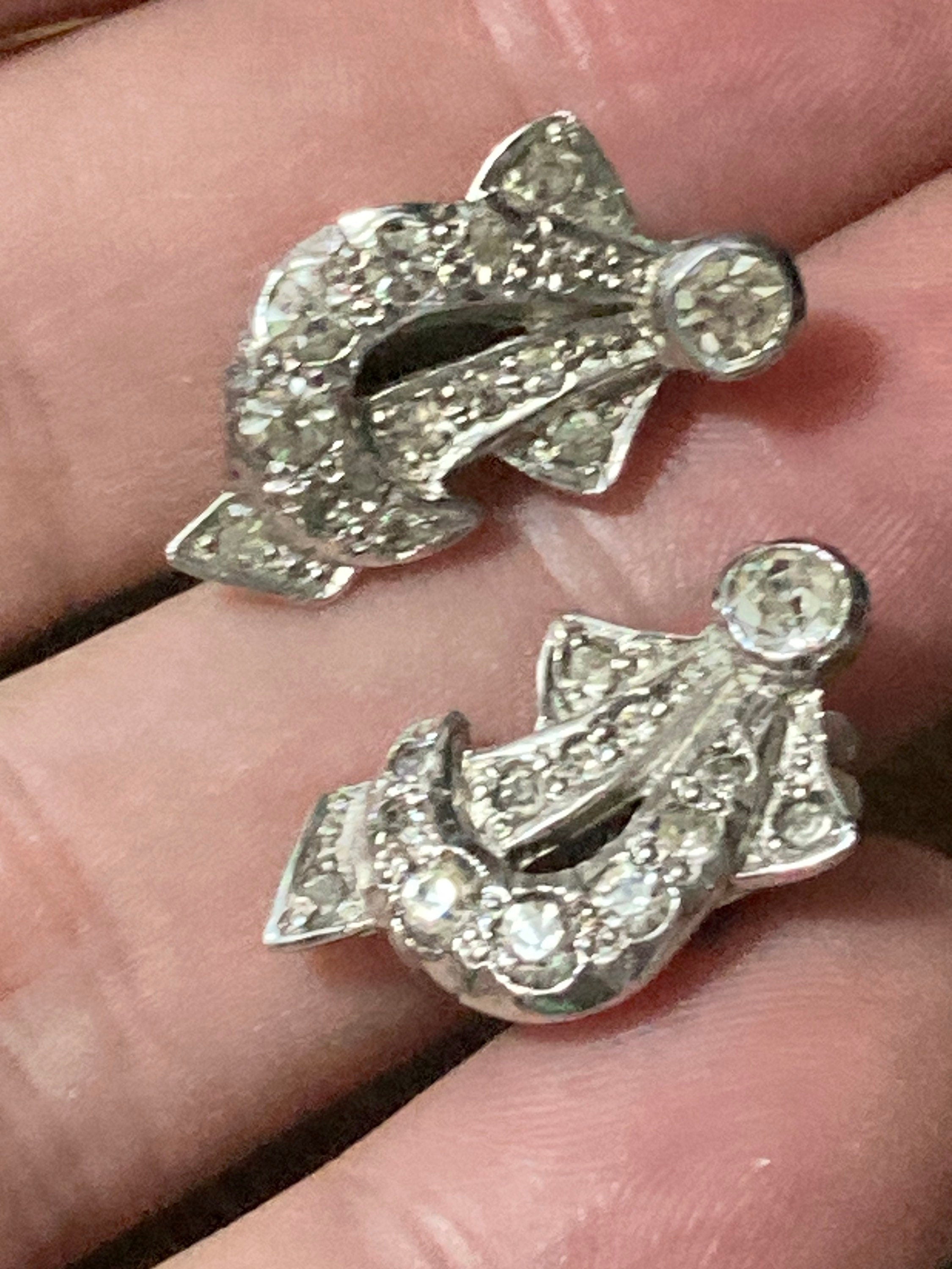 Vintage sparkly Clip On Earrings clear Diamanté