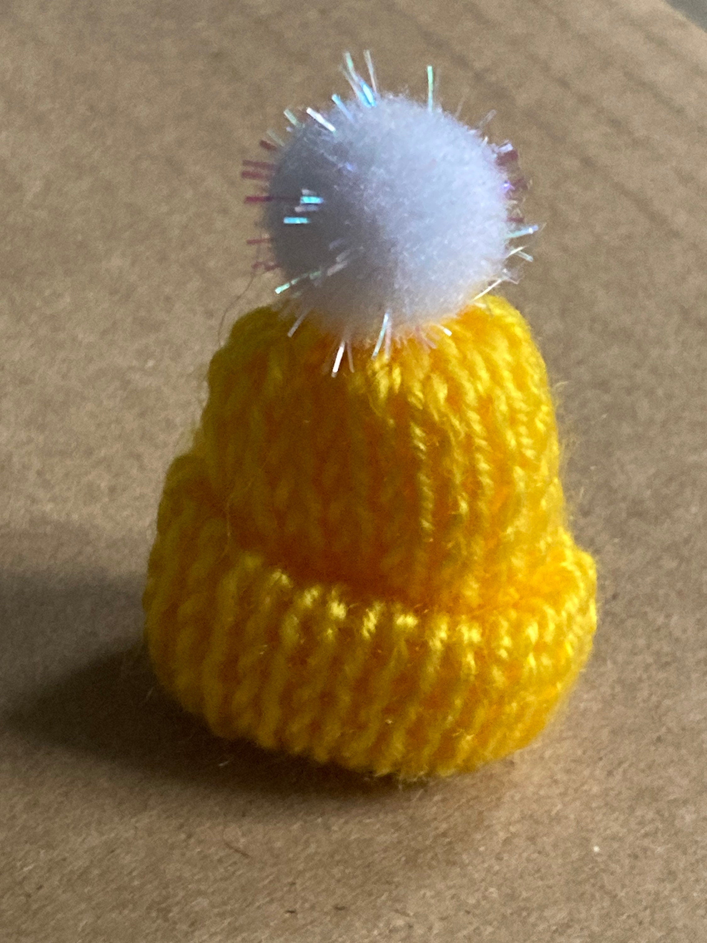 Mini knitted bobble hats cake topper decorations, wool craft bottle tops price per hat