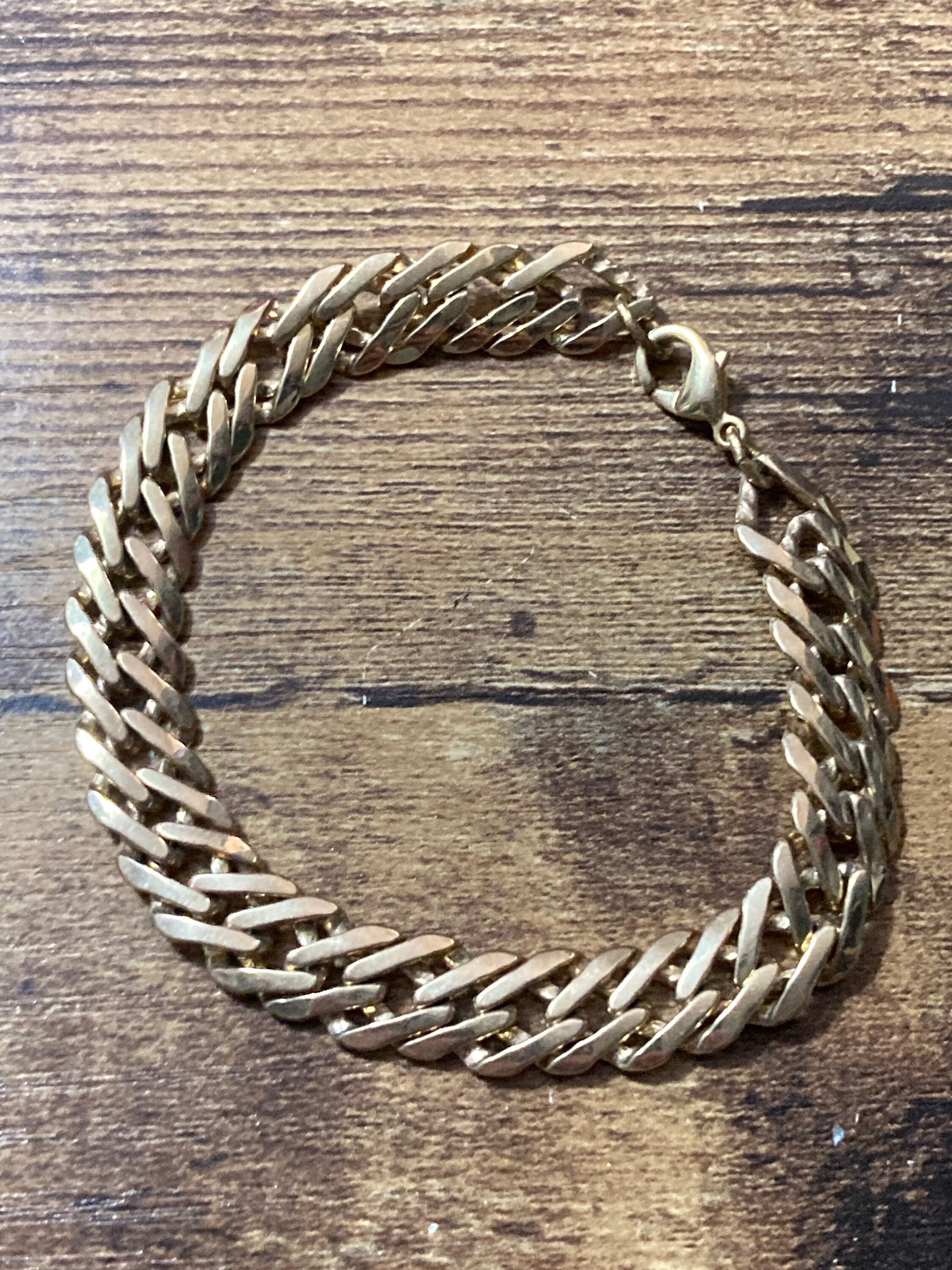 gold plated plain chain link bracelet, Retro 1980s