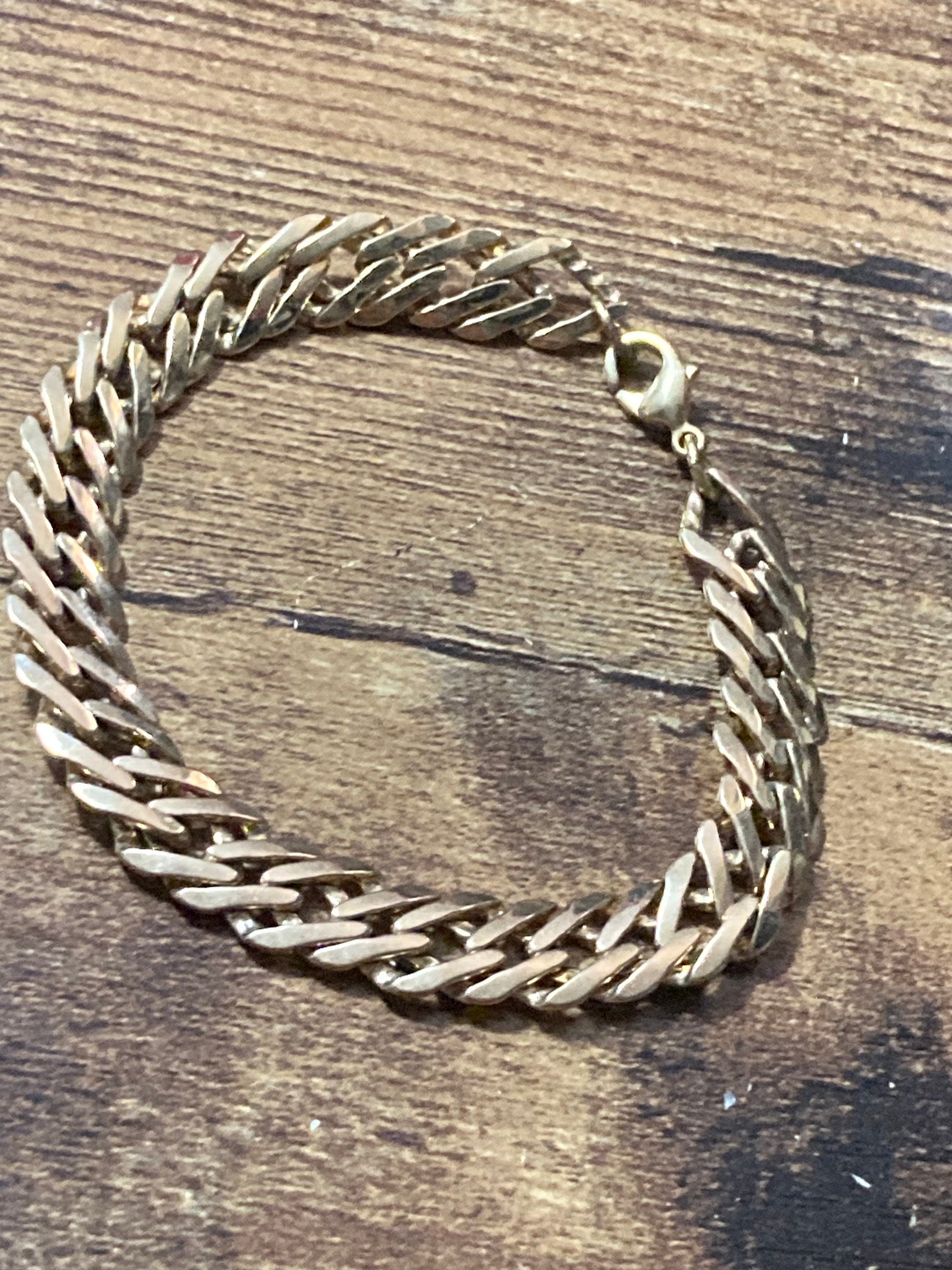 gold plated plain chain link bracelet, Retro 1980s