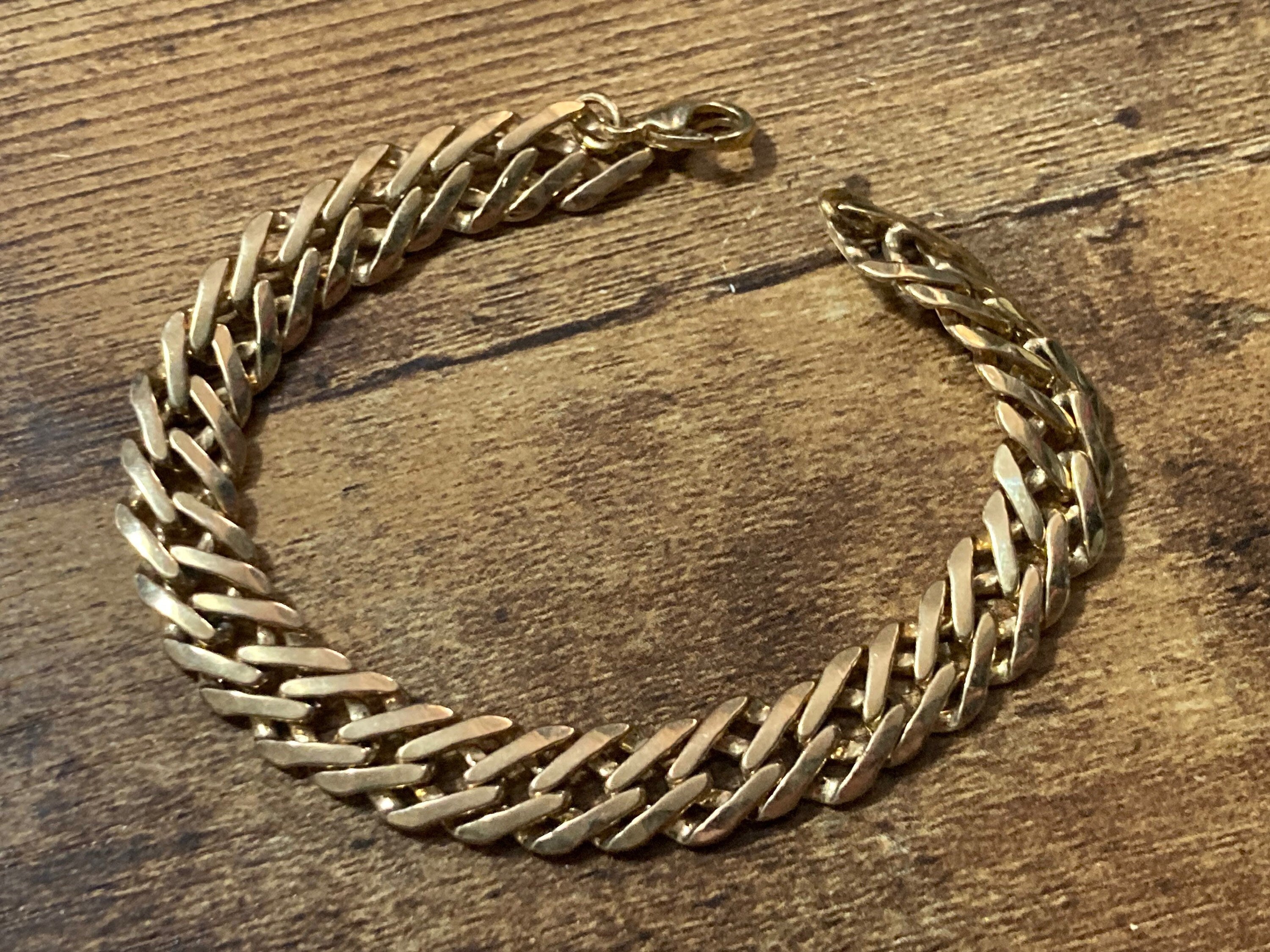 gold plated plain chain link bracelet, Retro 1980s