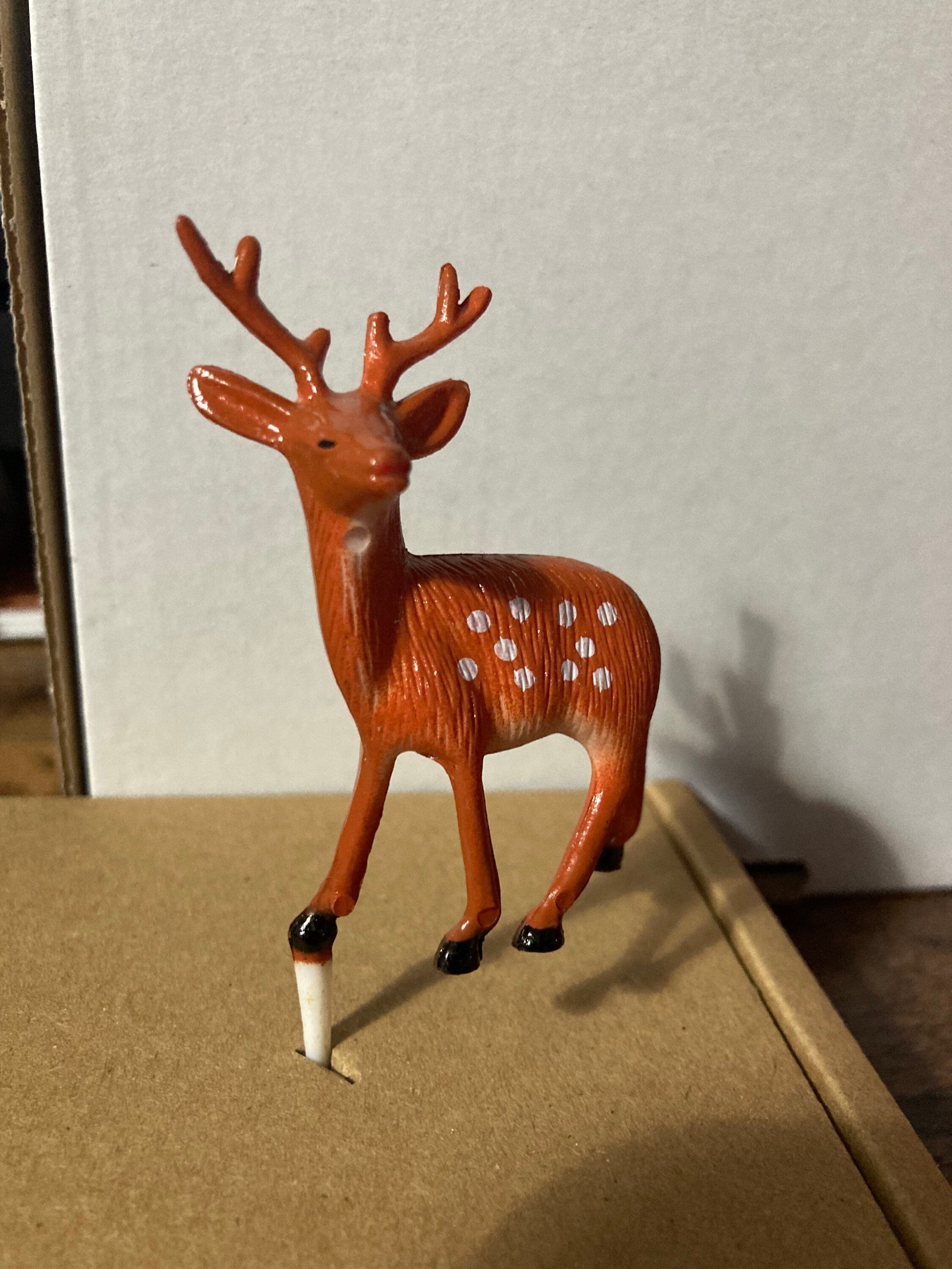 Mini Brown deer cake topper decoration for Christmas reusable plastic