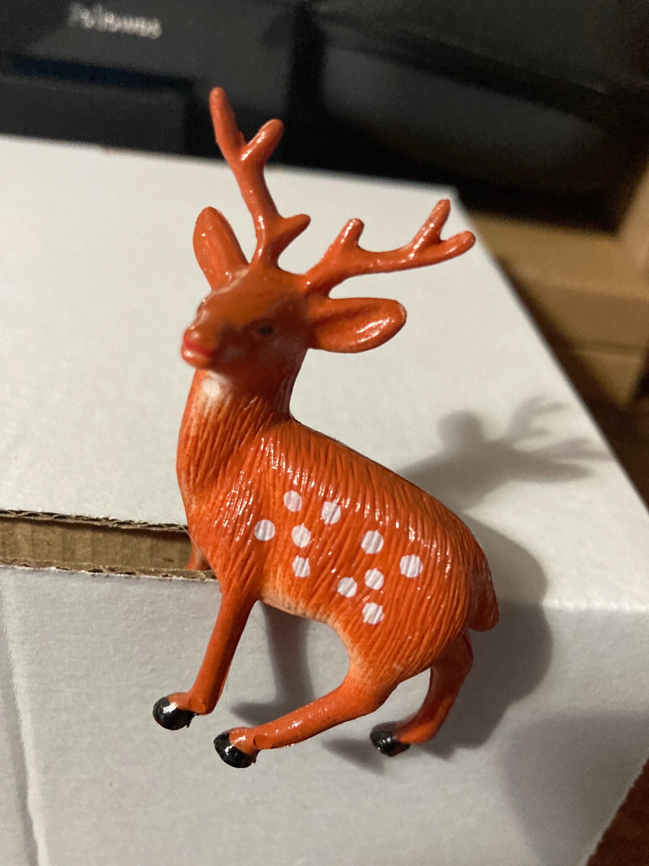 Mini Brown deer cake topper decoration for Christmas reusable plastic