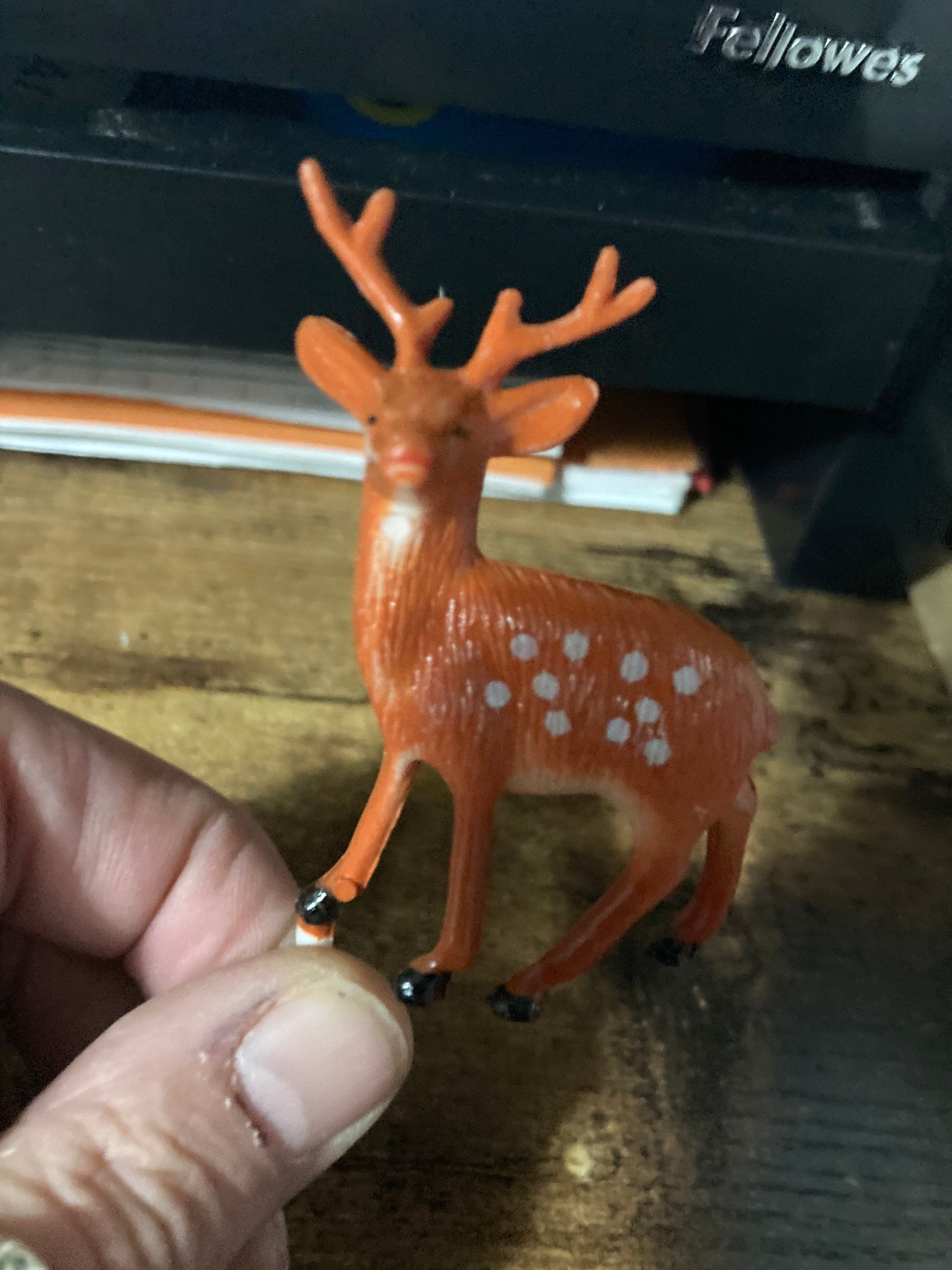 Mini Brown deer cake topper decoration for Christmas reusable plastic